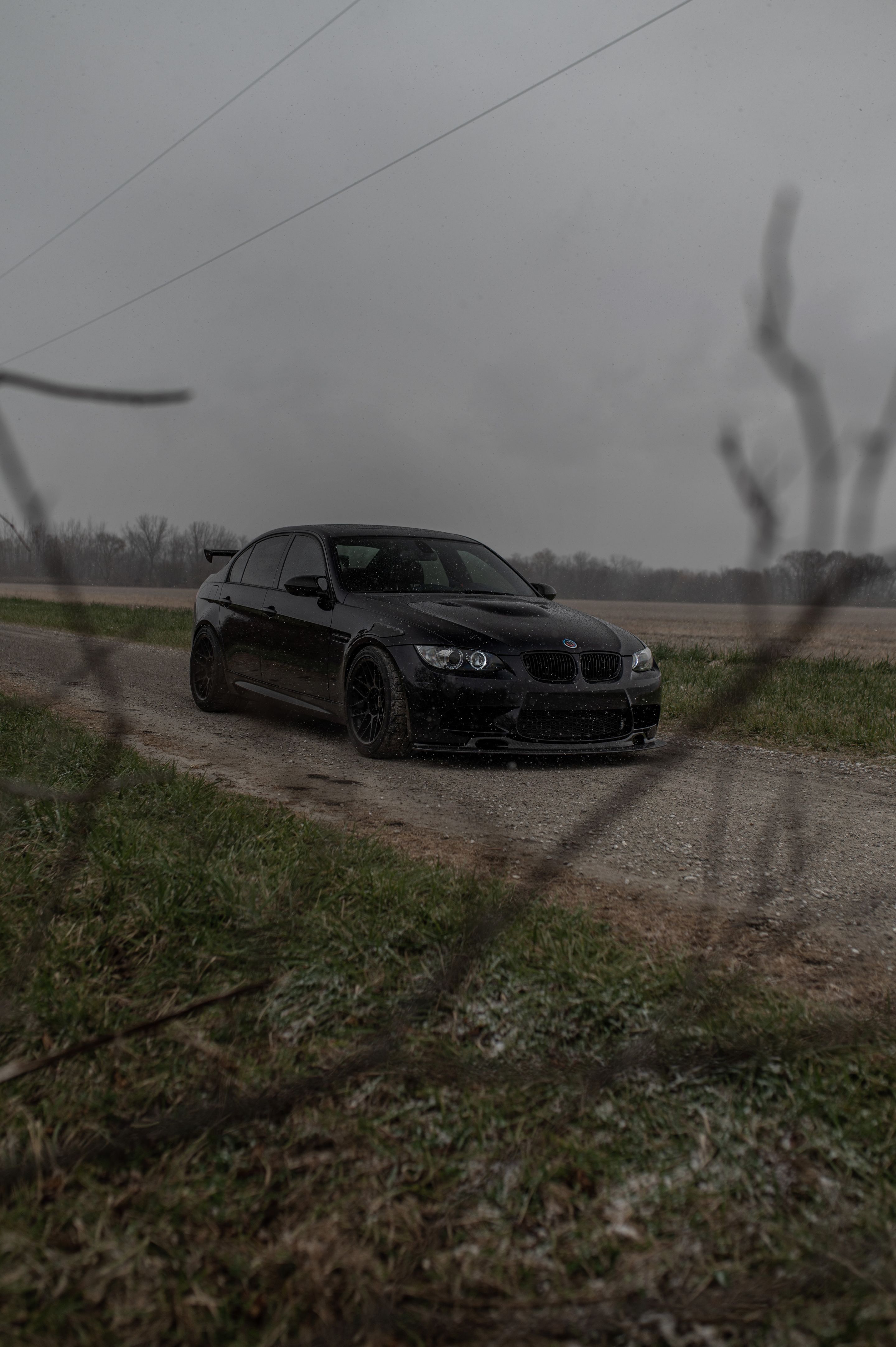 Black BMW E90 Sedan M3 with 18" ARC-8 Apex wheels in Satin Black