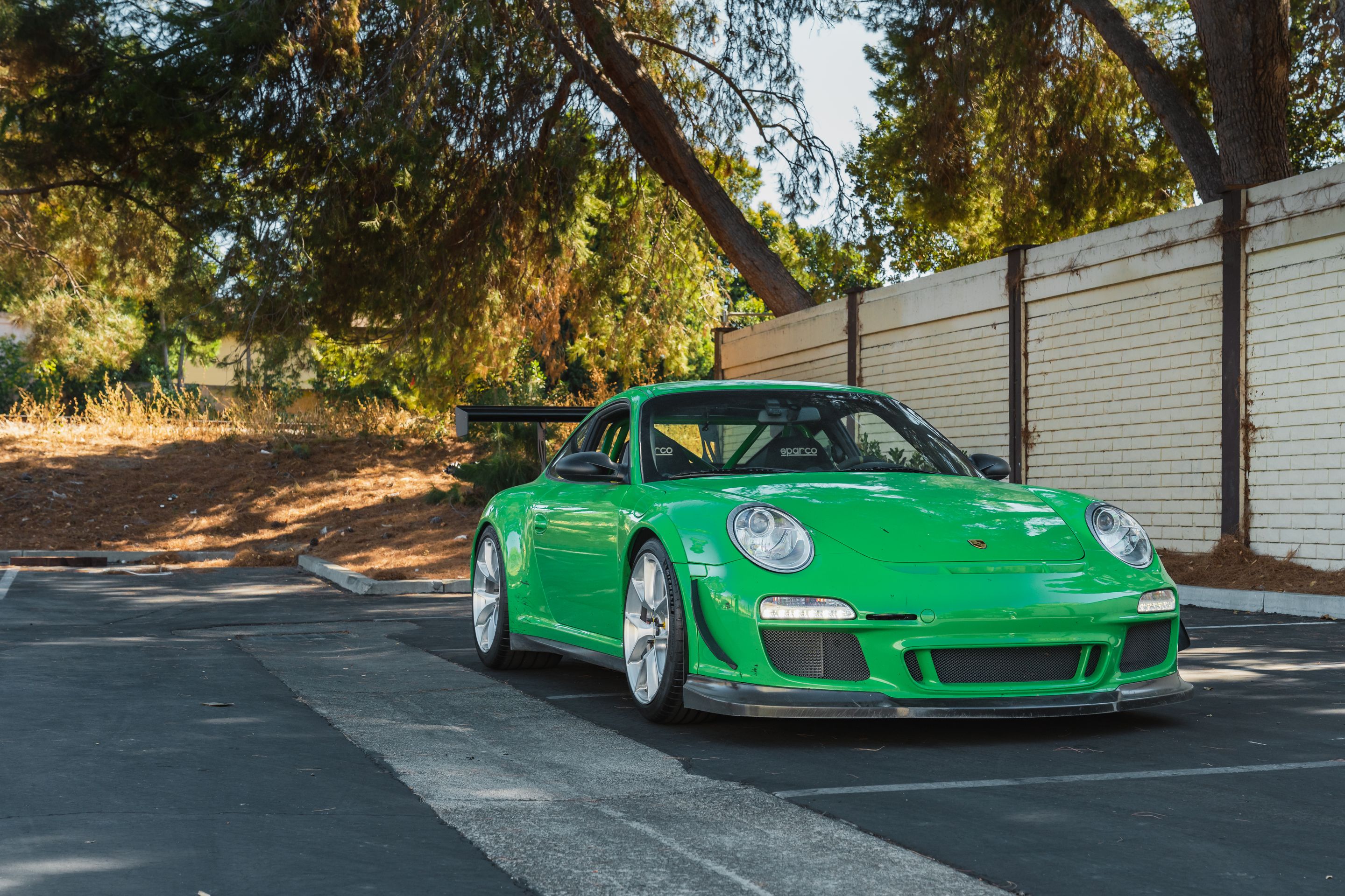 Green Porsche 911 997 GT3 RS with 19" VS-5RS Apex wheels in Brushed Clear