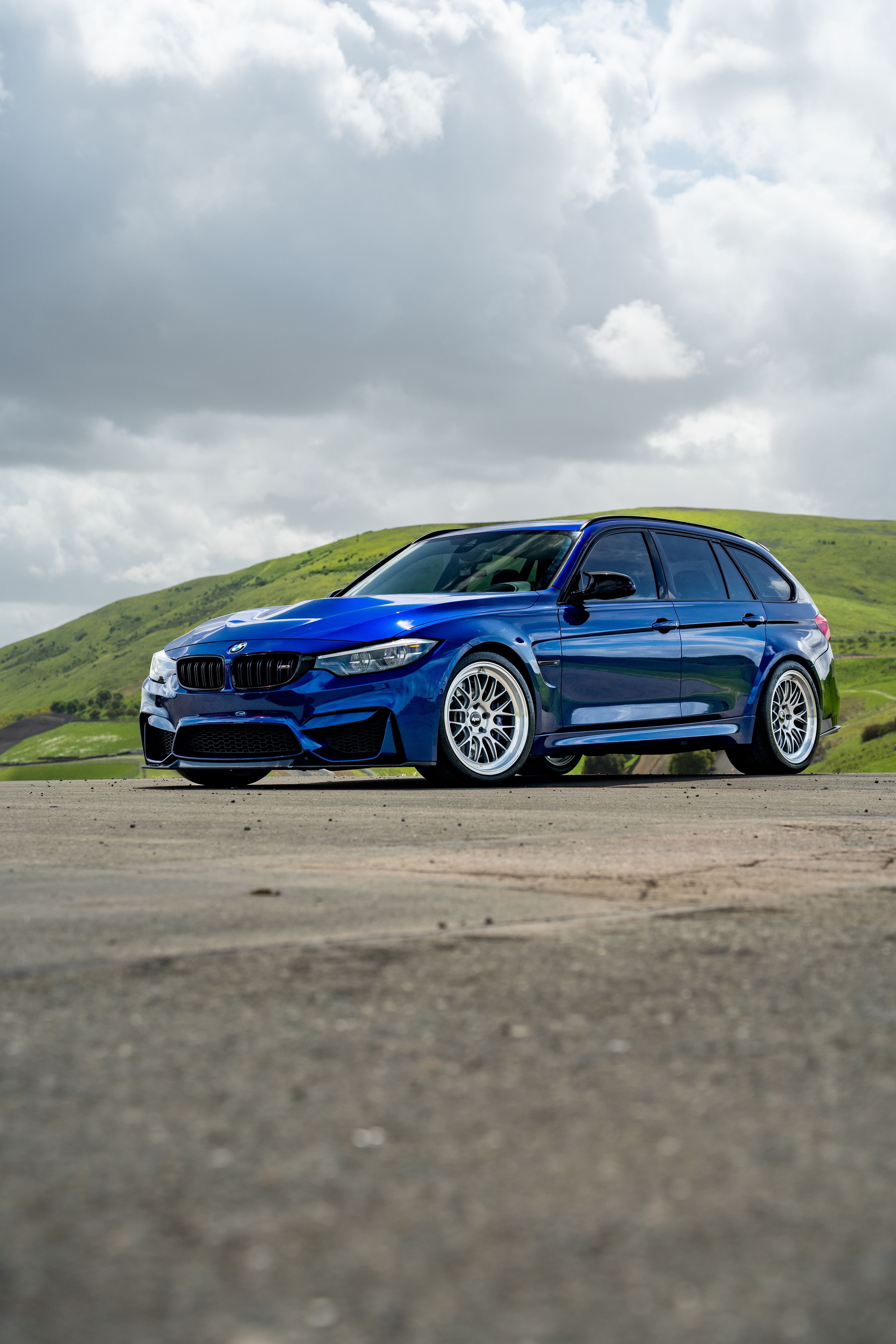 Blue BMW F80 M3 with 19" ML-10RT Apex wheels in Machined Lip Race Silver