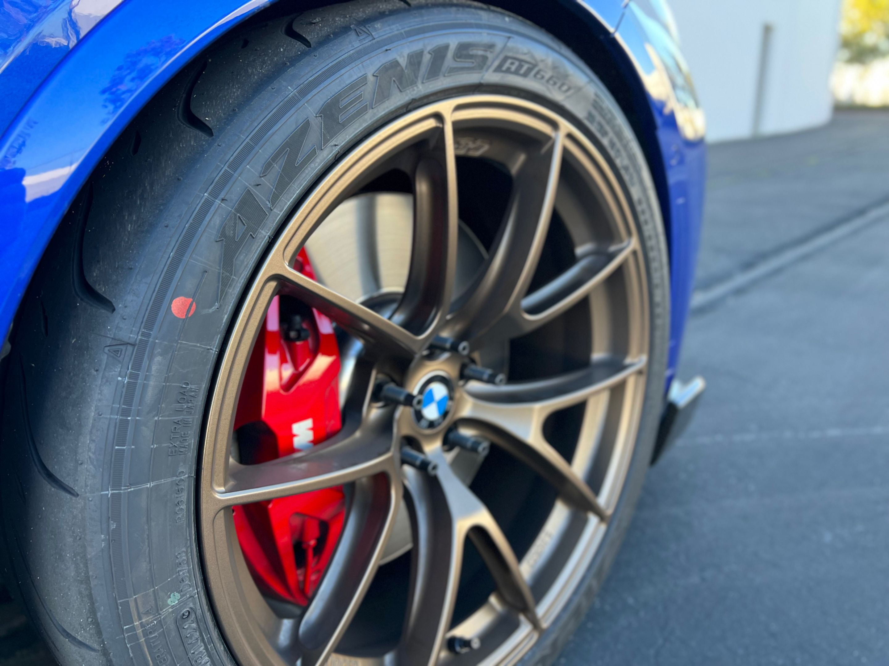 Blue BMW G42 2 Series with 19" VS-5RS Apex wheels in Satin Bronze