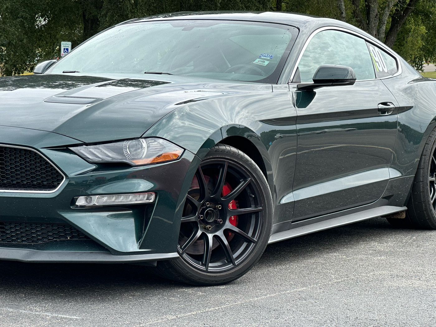 Green Ford S550 Mustang Bullitt with 19" SM-10 Apex wheels in Satin Black