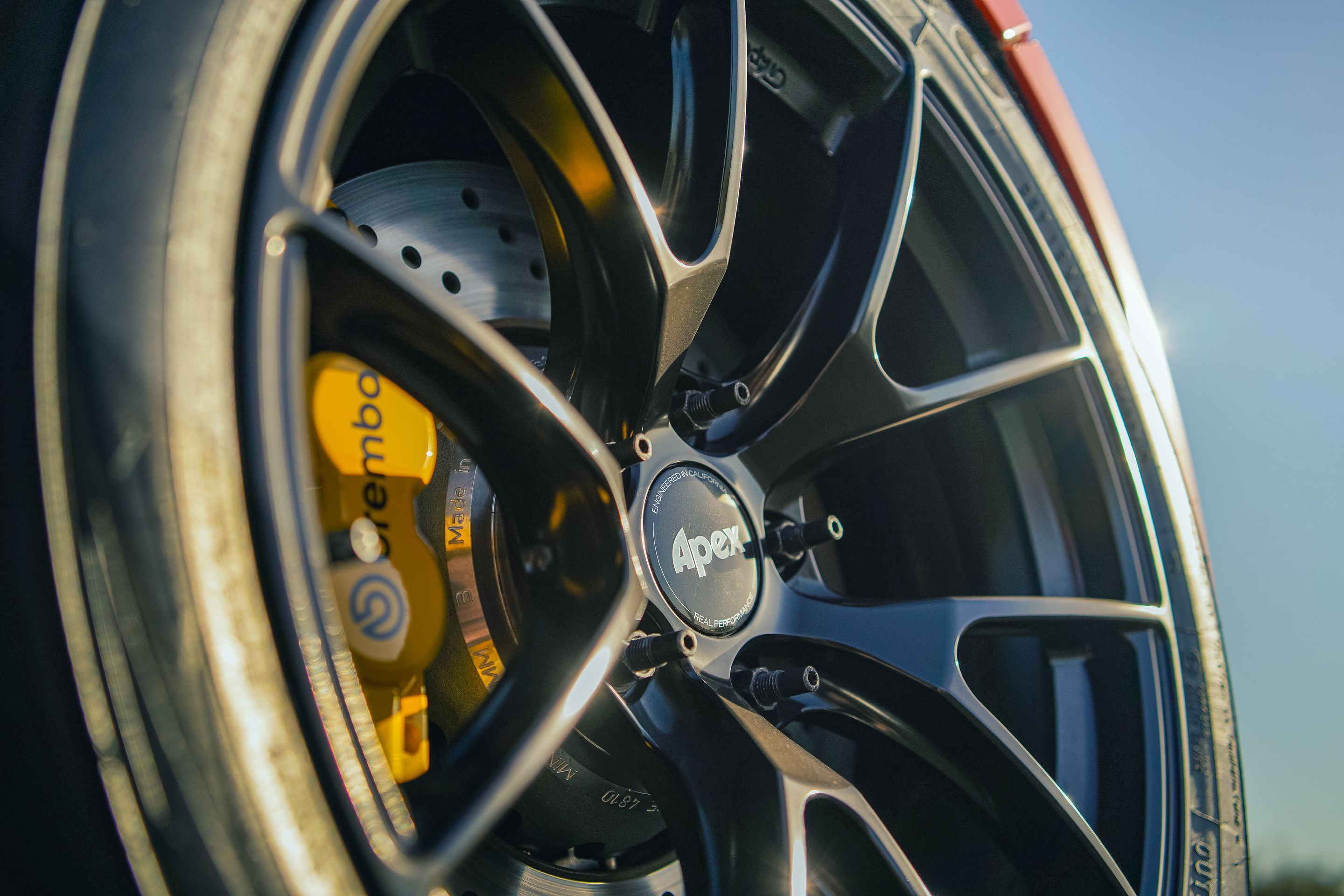 Red BMW E92 Coupe M3 with 18" VS-5RS Apex wheels in Satin Black