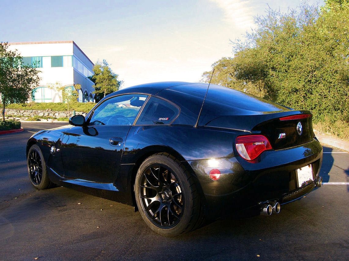 Black BMW E86 Coupe Z4 M with 18" EC-7 Apex wheels in Satin Black