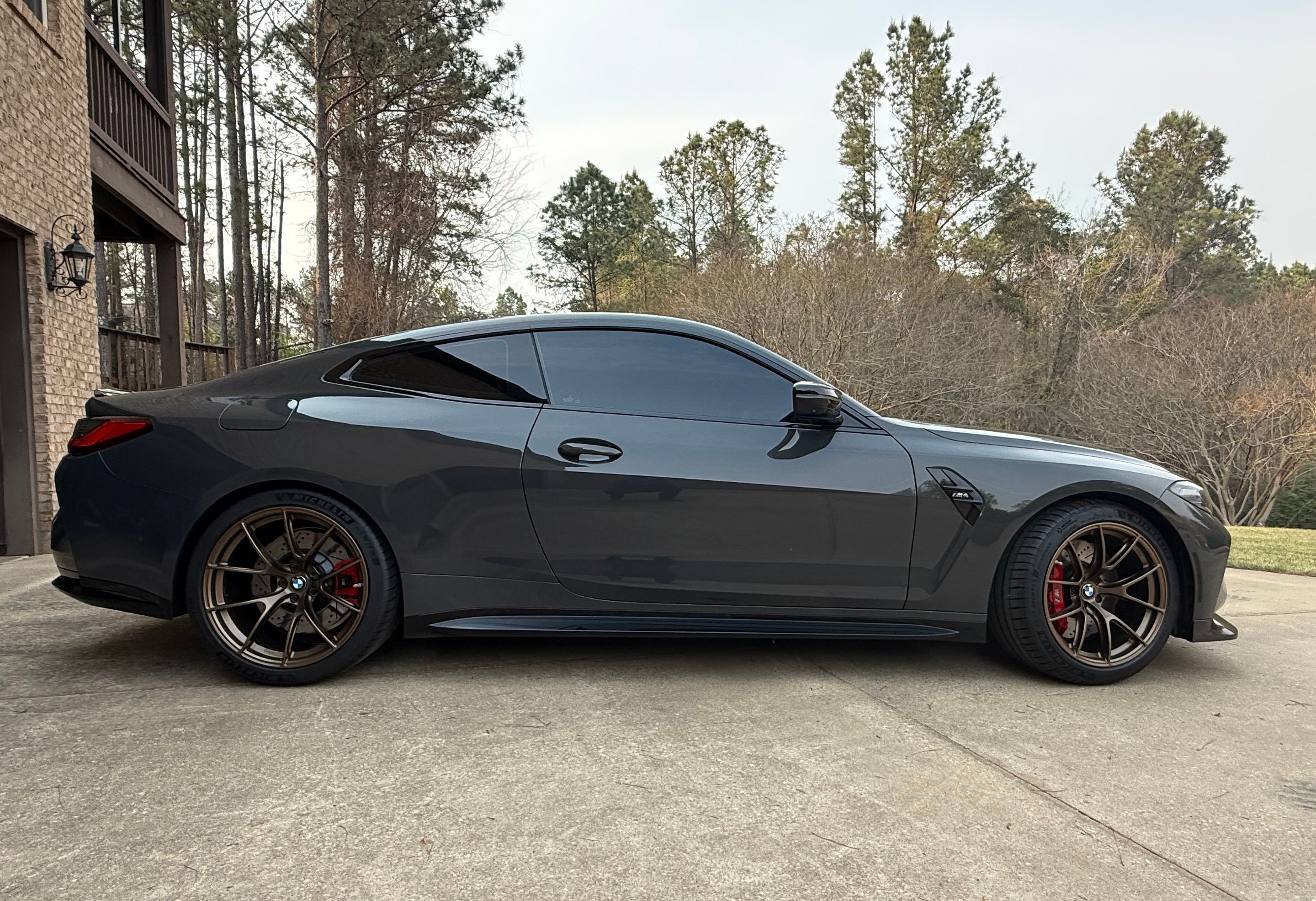 Grey BMW G82 Coupe M4 with 19"/20" VS-5RS Apex wheels in Satin Bronze