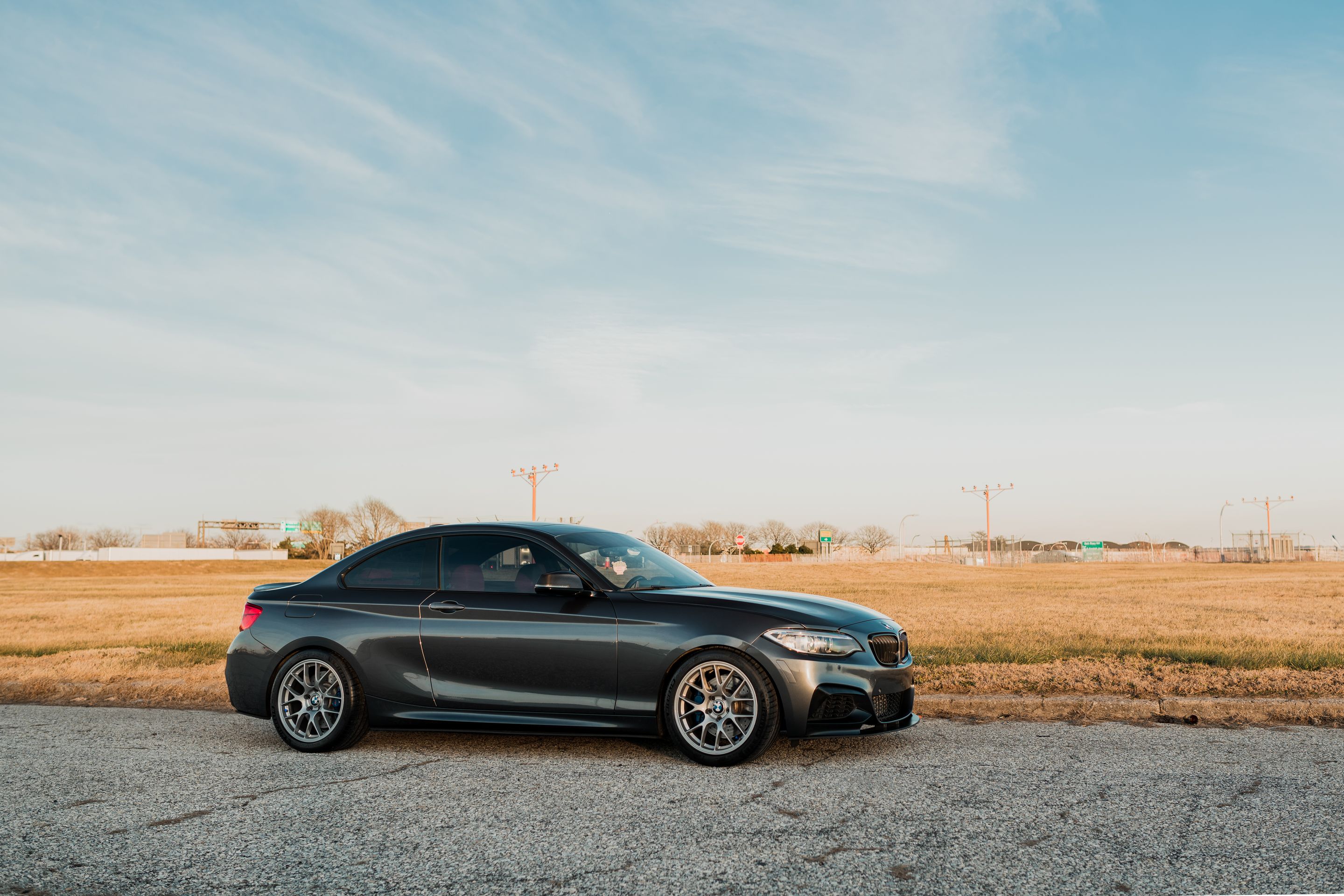 Grey BMW F22 Coupe 2 Series with 18" EC-7 Apex wheels in Race Silver