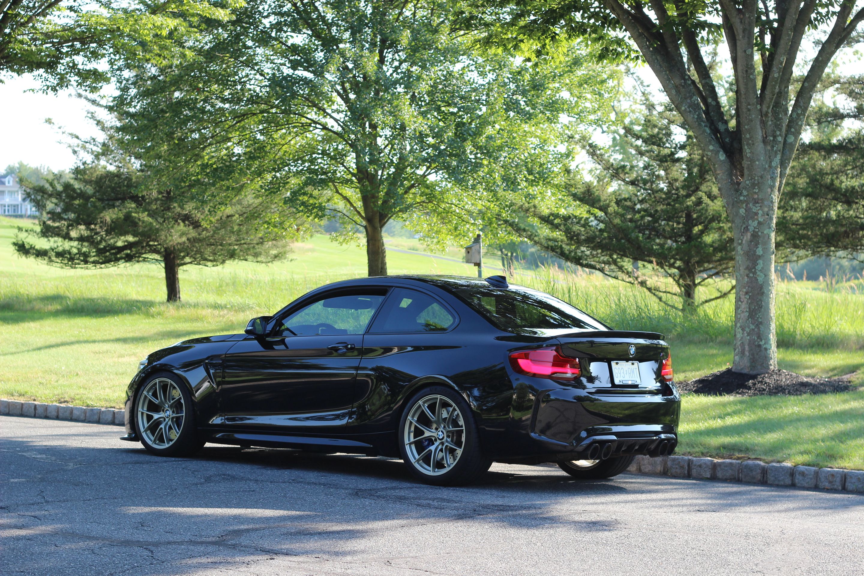 Black BMW F87 M2 with 19" VS-5RS Apex wheels in Motorsport Gold