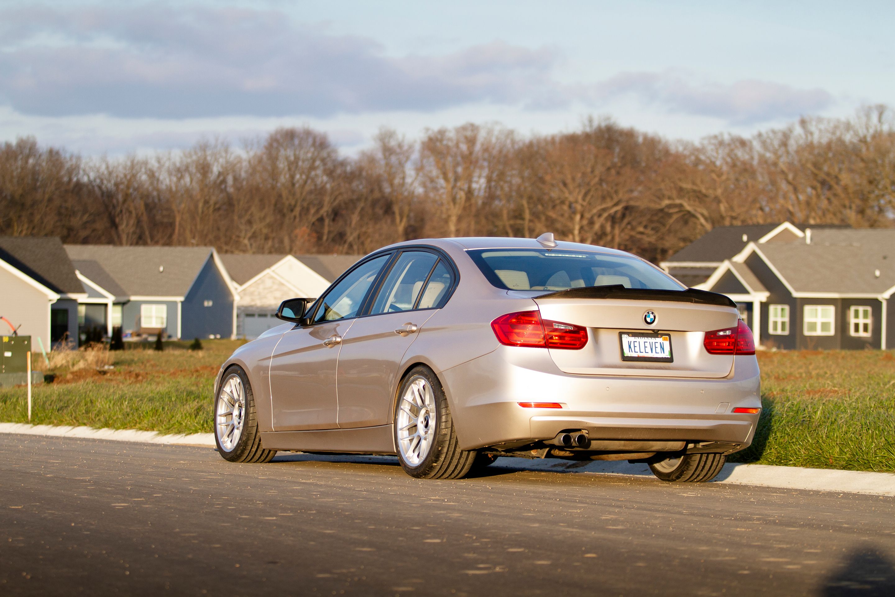 Silver BMW F30 Sedan 3 Series with 18" ARC-8 Apex wheels in Hyper Silver