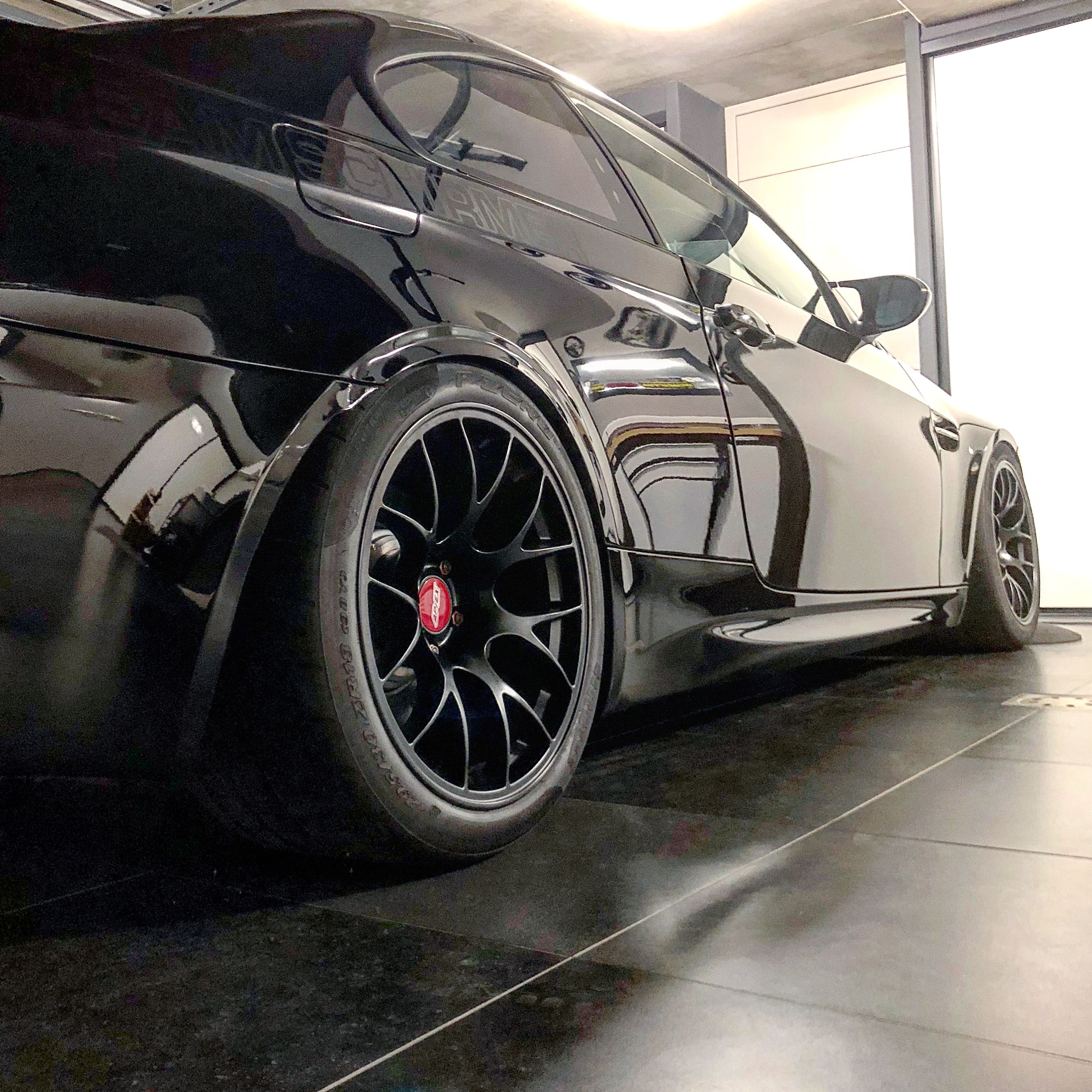 Black BMW E92 Coupe M3 with 18" EC-7 Apex wheels in Satin Black