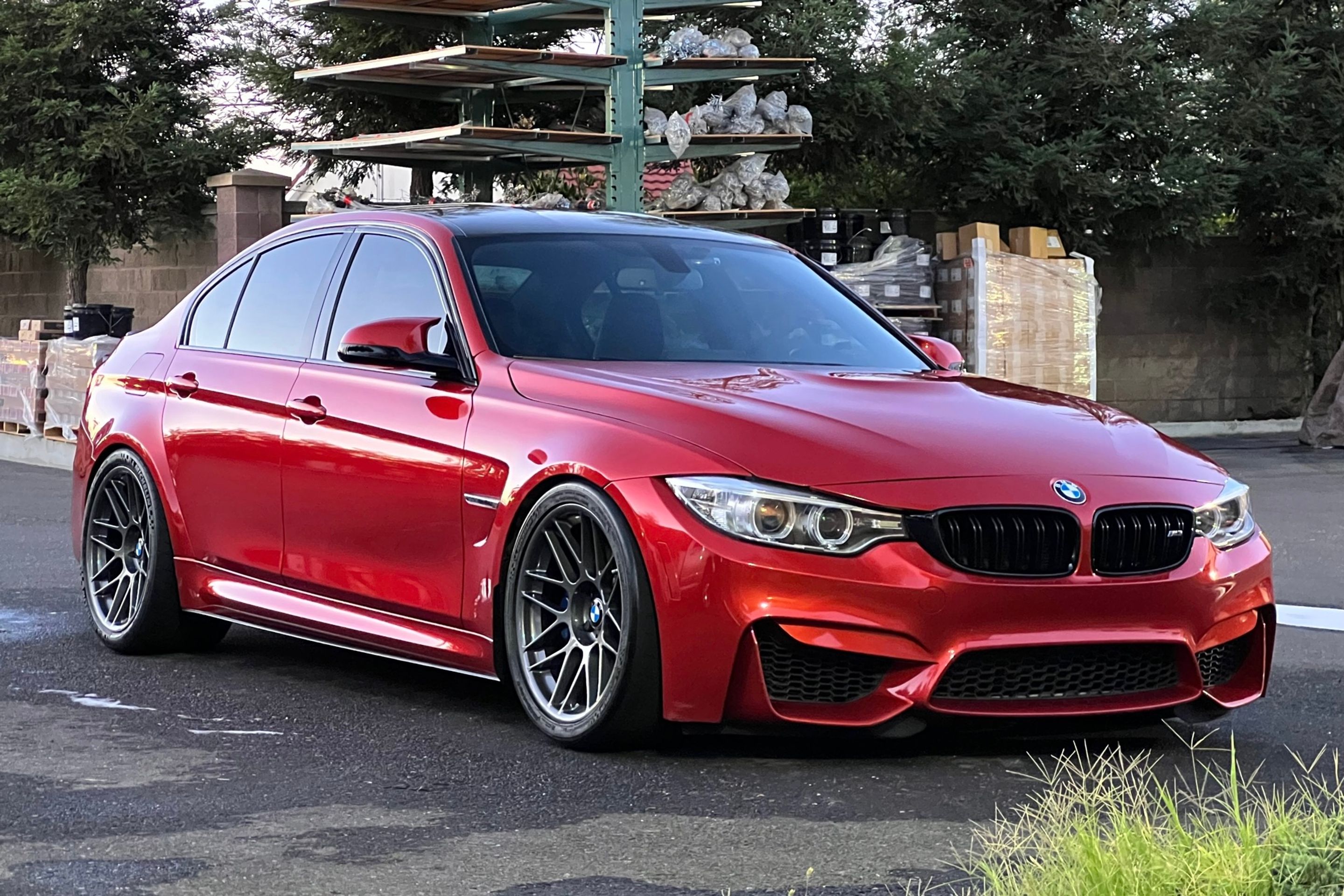 Orange BMW F80 M3 with 19" ARC-8 Apex wheels in Anthracite