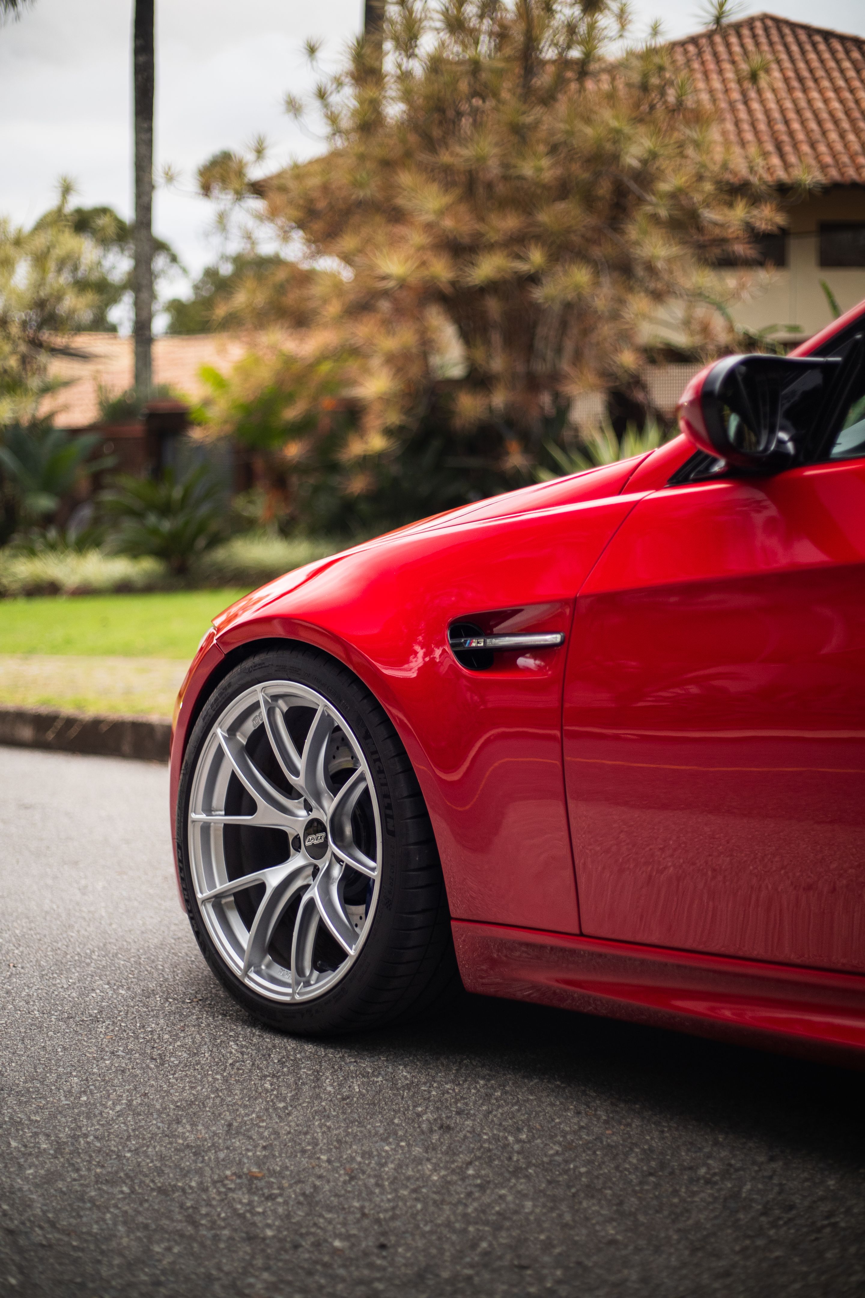 Red BMW E92 Coupe M3 with 19" VS-5RS Apex wheels in Custom Finish