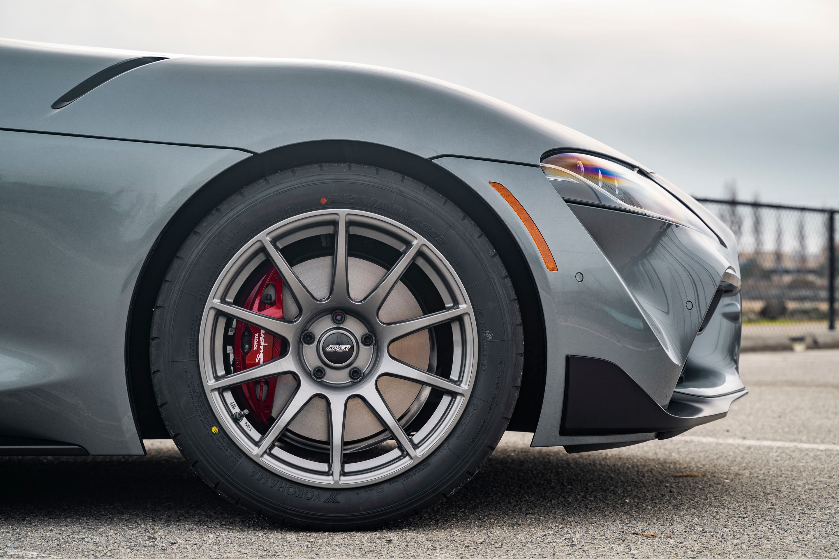 Grey Toyota GR Supra with 18" SM-10 Apex wheels in Anthracite