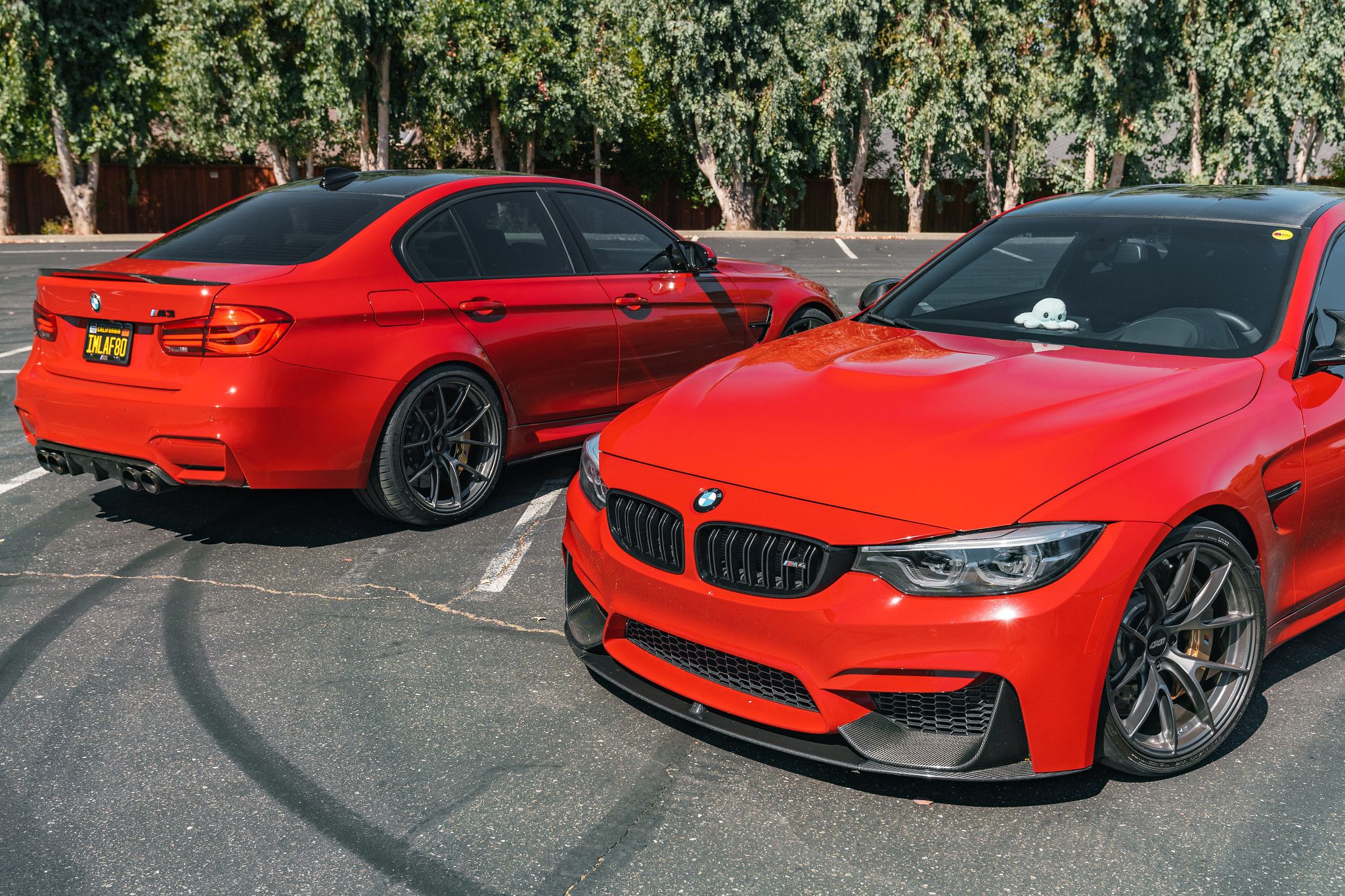 Red BMW F82 Coupe M4 with 19" VS-5RS Apex wheels in Anthracite
