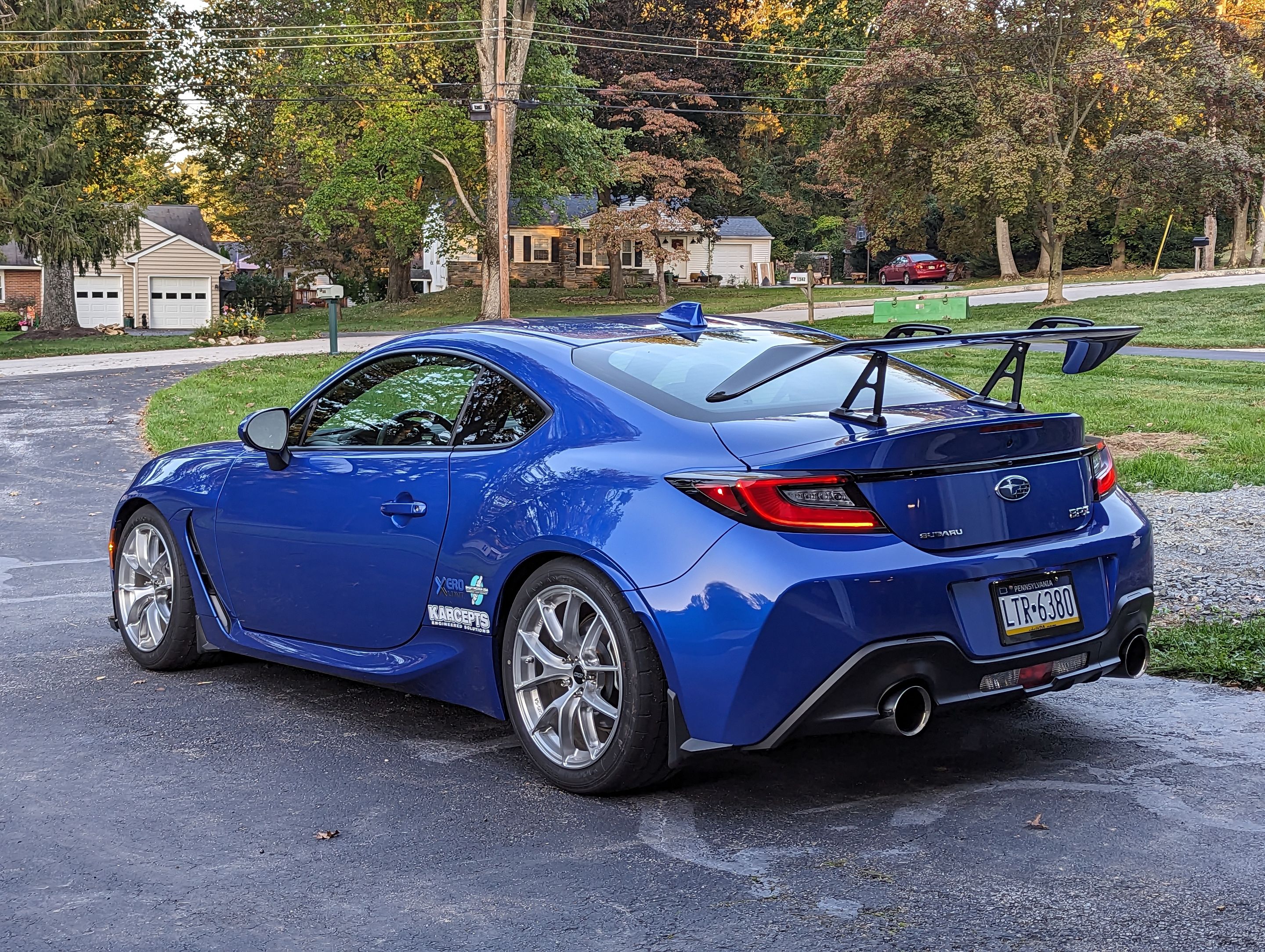 Blue Subaru ZD8 / Gen 2 BRZ with 17" VS-5RS Apex wheels in Brushed Clear