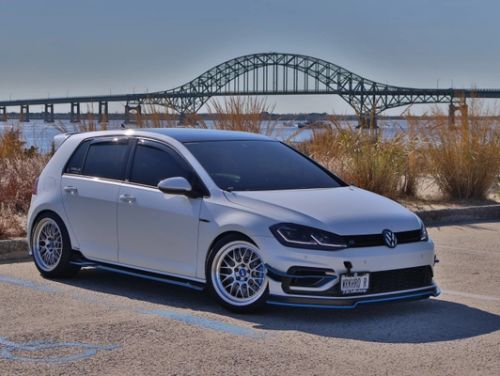 White VW Golf R - ML-10RT in Machined Lip Brushed Clear