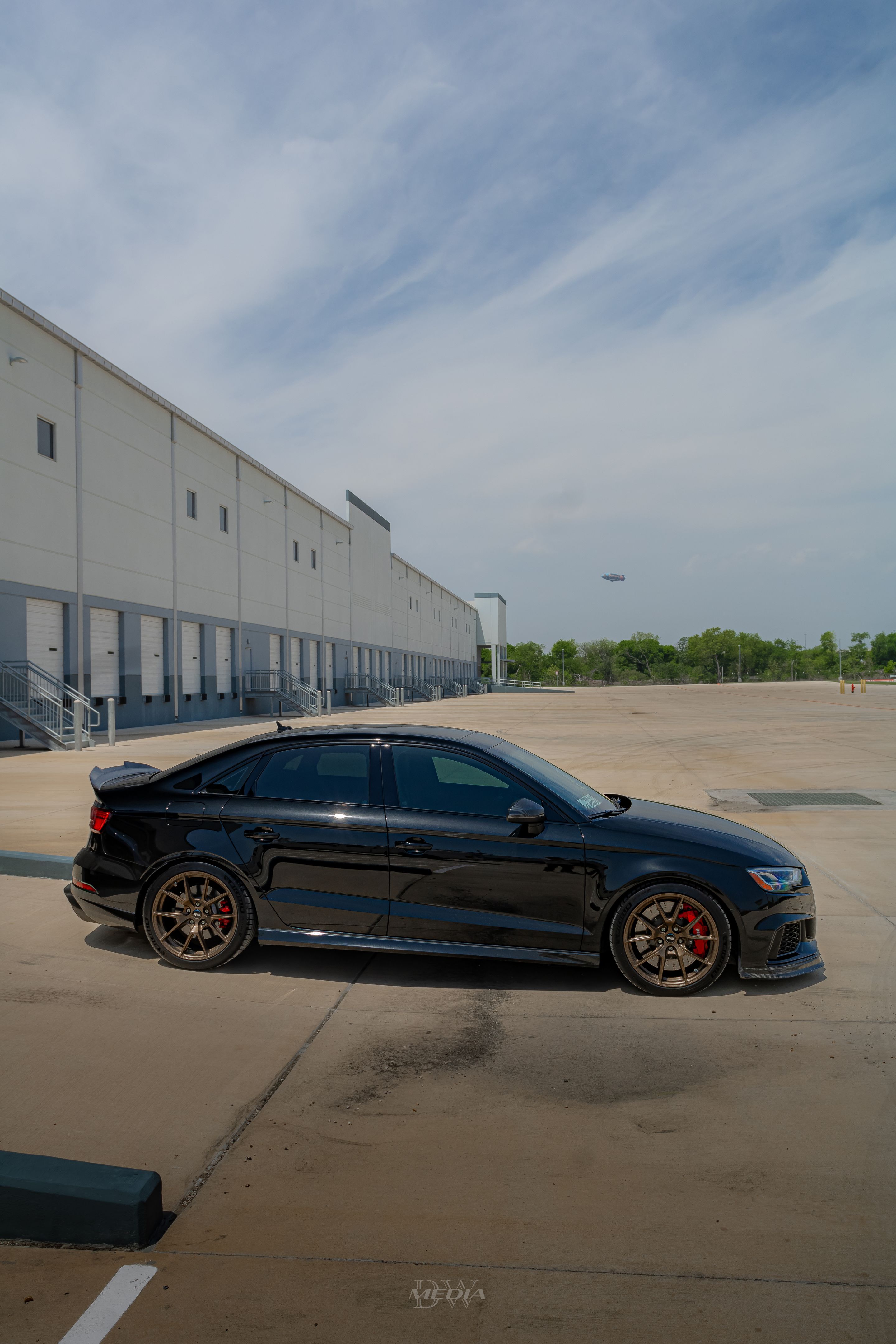 Black Audi 8V RS 3 with 18" VS-5 Apex wheels in Satin Bronze