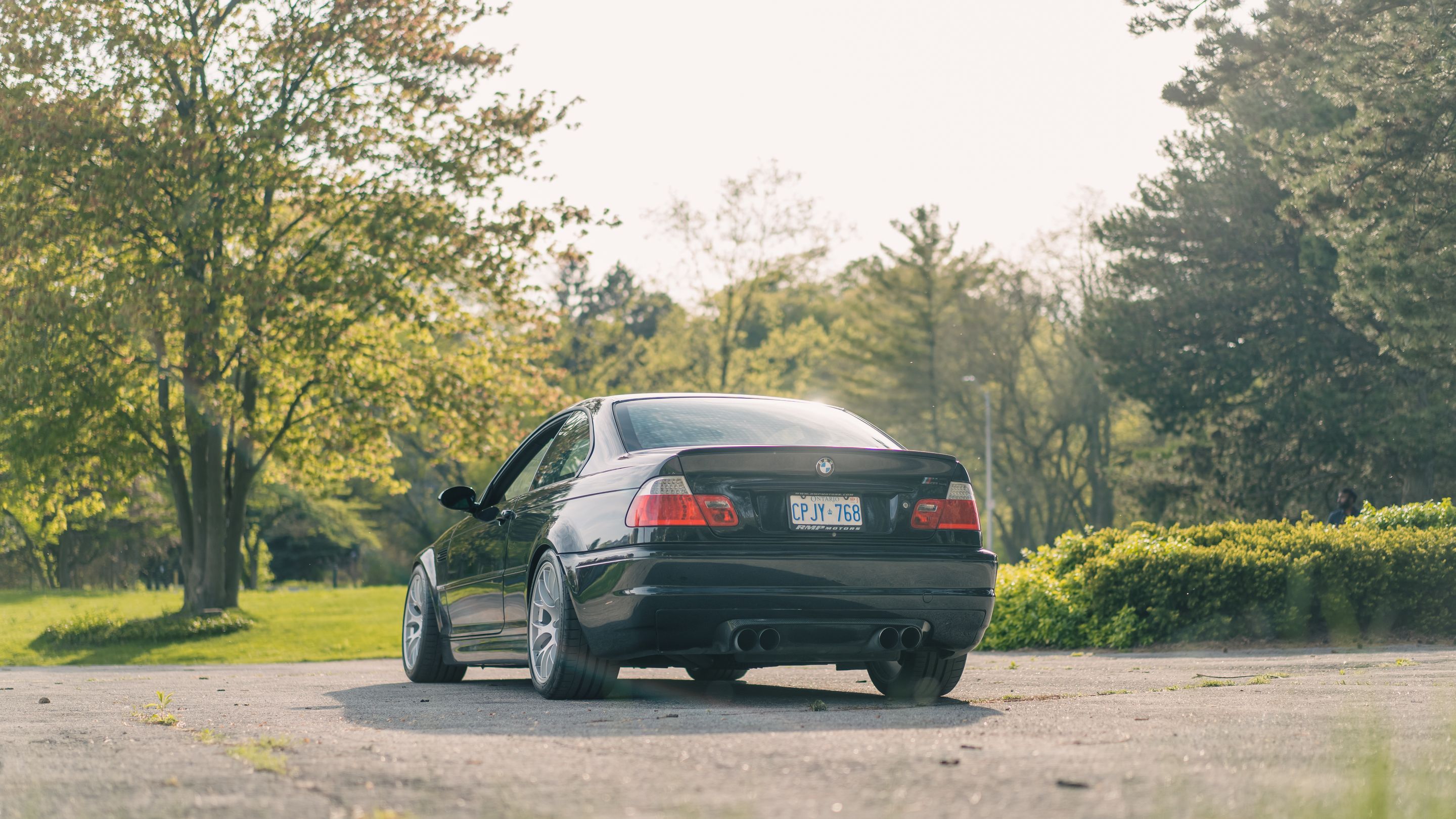 Black BMW E46 M3 with 18" EC-7 Apex wheels in Race Silver