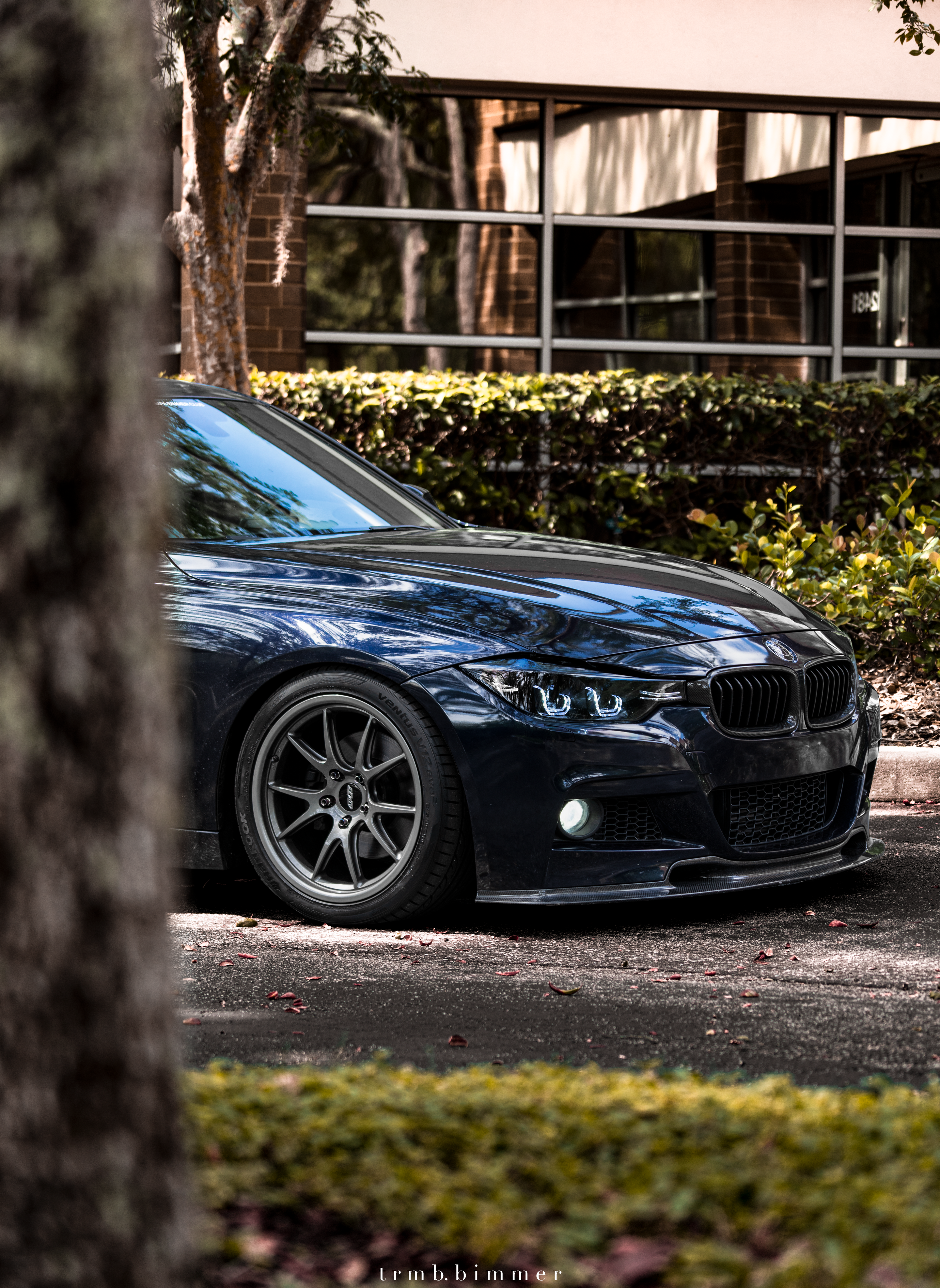 Black BMW F30 Sedan 3 Series with 18" FL-5 Apex wheels in Anthracite