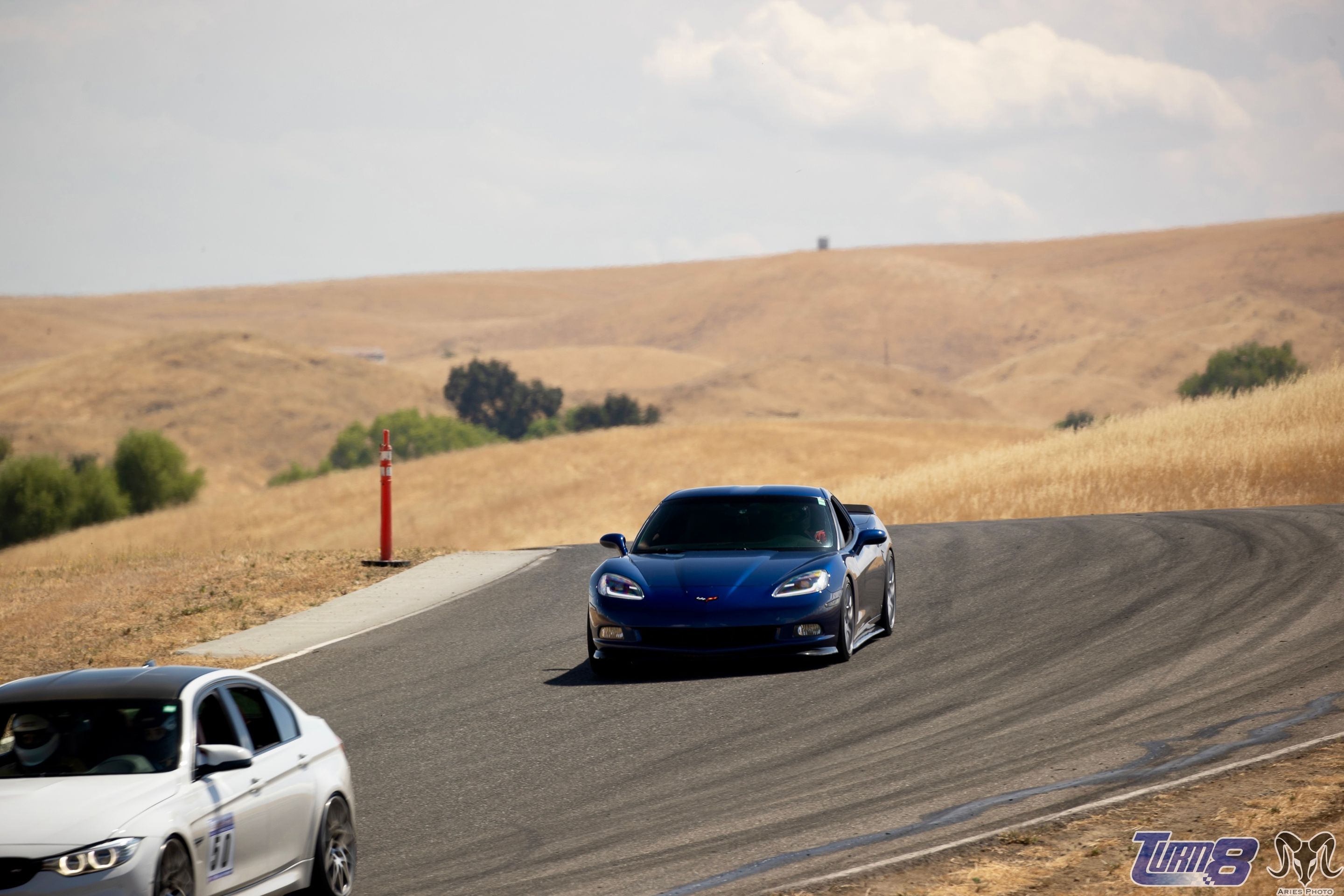 Blue Chevrolet C6 Corvette Base/Z51 with 18"/19" EC-7 Apex wheels in Race Silver
