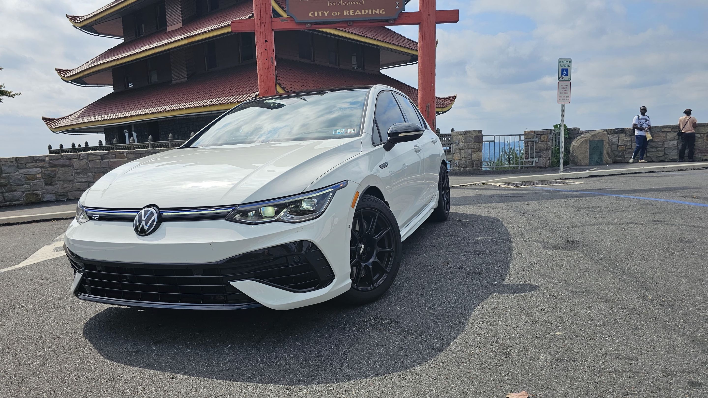 White VW MK8 Golf R with 17" SM-10 Apex wheels in Satin Black