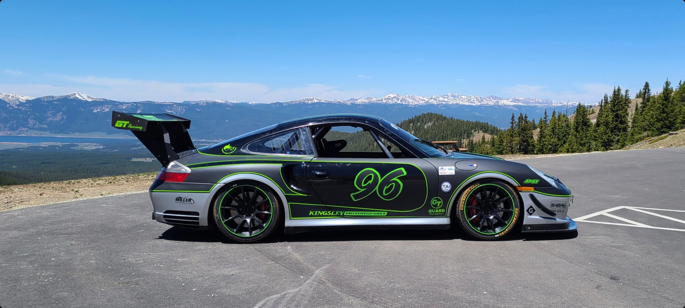 Grey Porsche 911 996 Turbo with 18" SM-10 Apex wheels in Satin Black