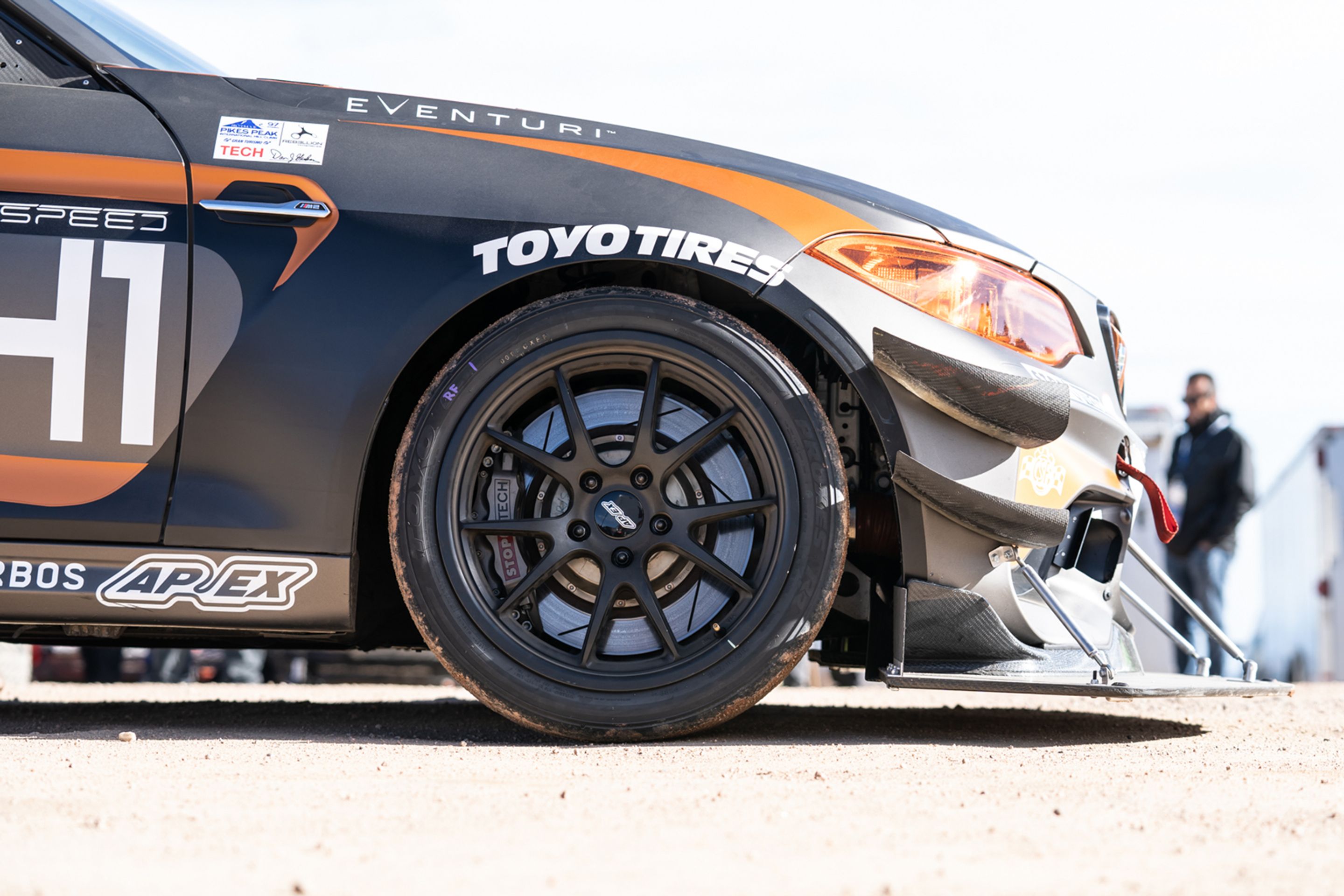 Grey BMW F87 M2 with 18" FL-5 Apex wheels in Satin Black