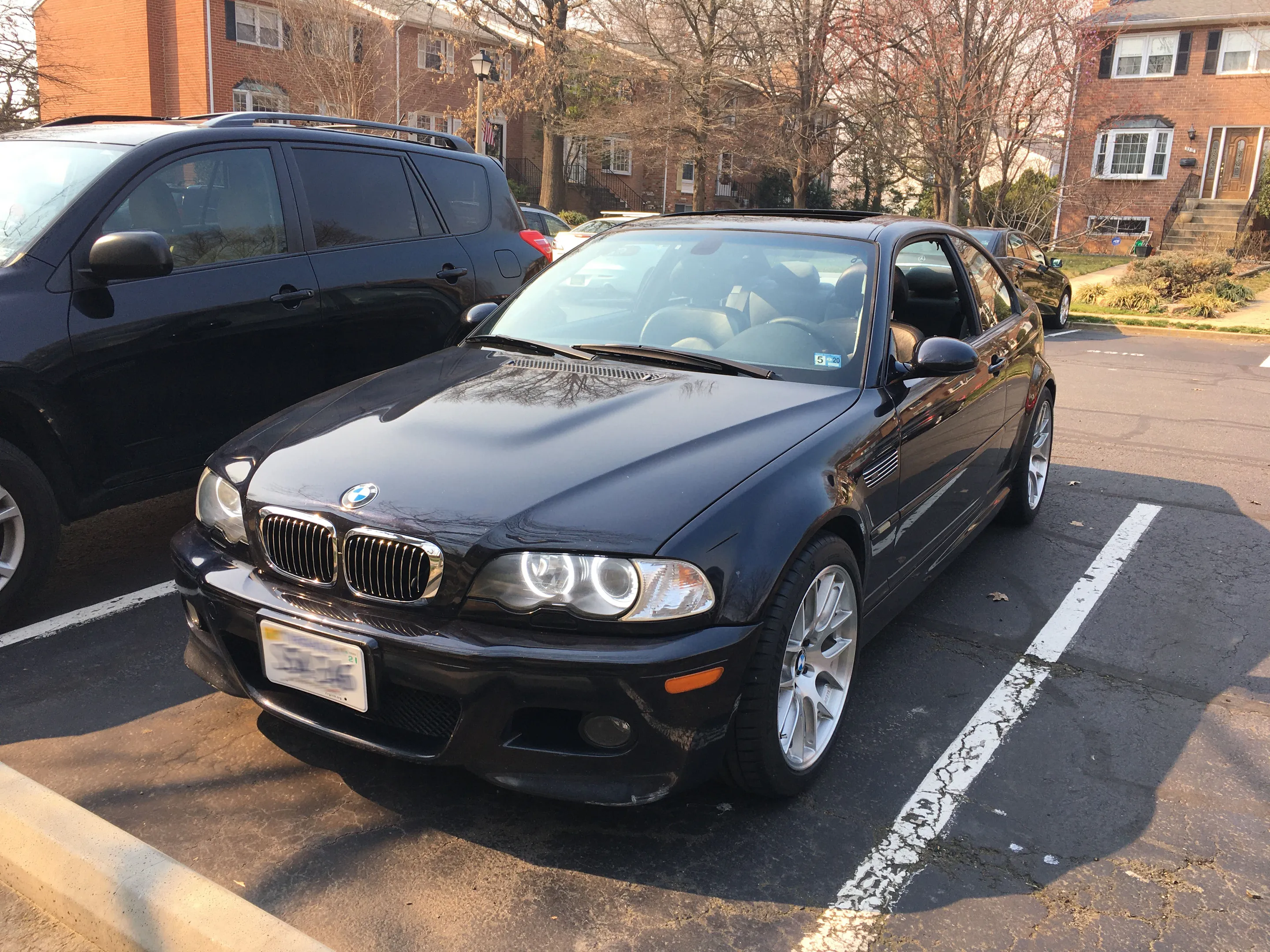 Black BMW E46 M3 with 18" EC-7R Apex wheels in Brushed Clear