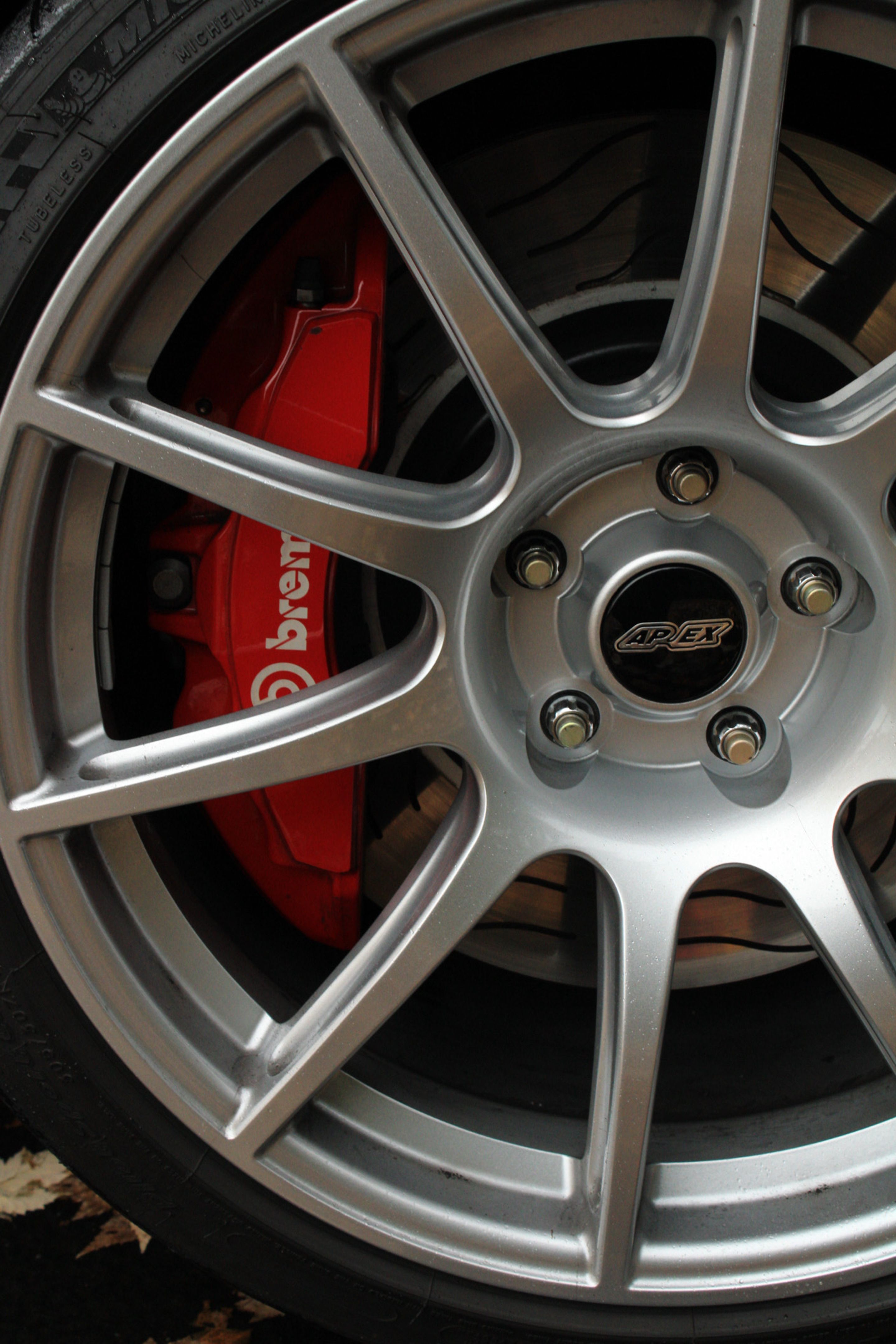 Blue Ford S197 Mustang Boss 302 with 19" SM-10 Apex wheels in Race Silver