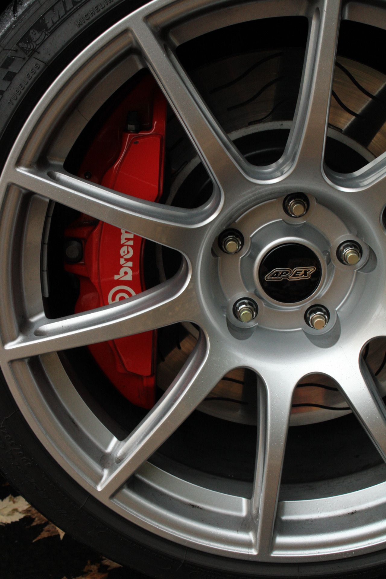 Blue Ford S197 Mustang Boss 302 with 19" SM-10 Apex wheels in Race Silver