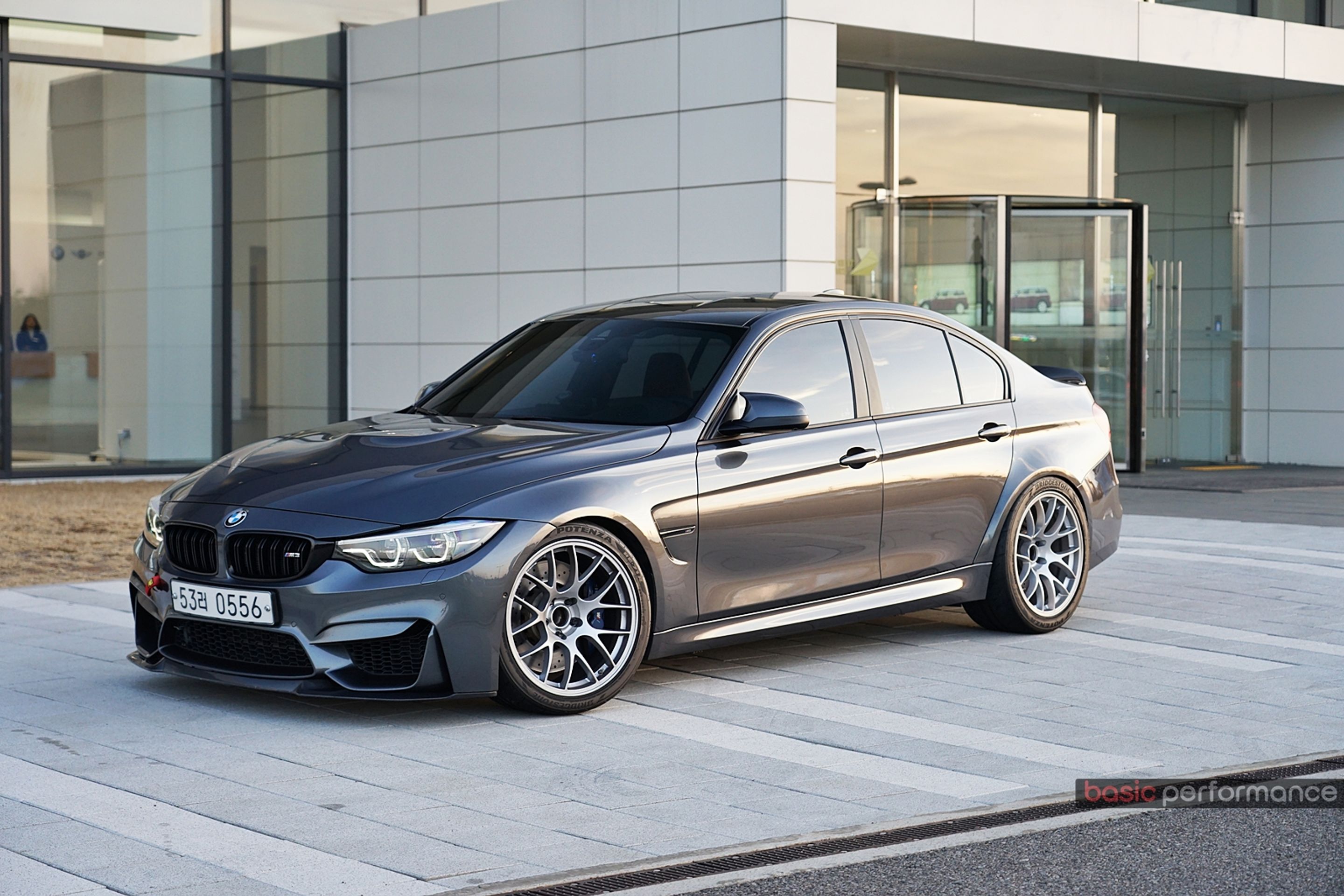Grey BMW F80 M3 with 19" EC-7 Apex wheels in Race Silver