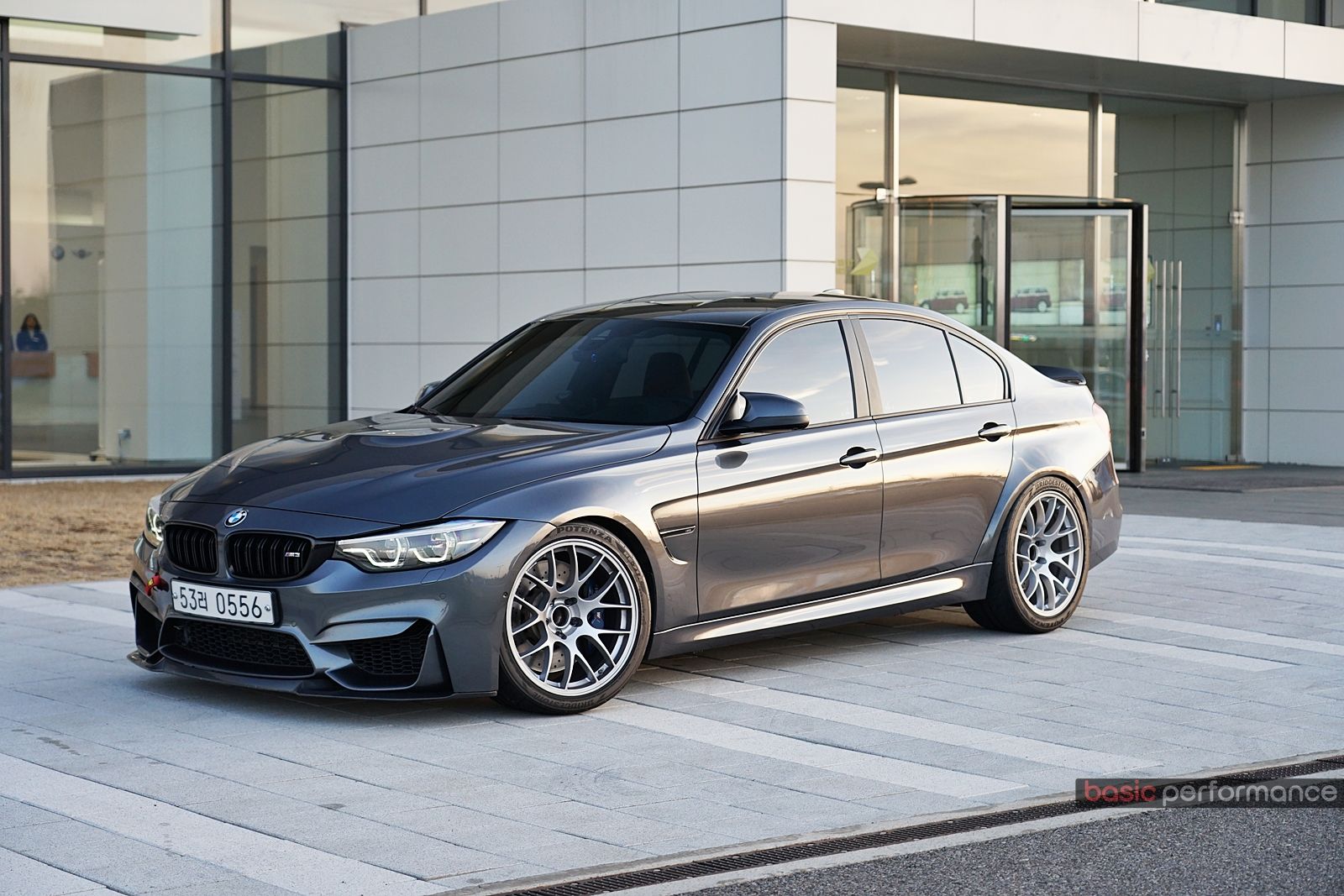 Grey BMW F80 M3 with 19" EC-7 Apex wheels in Race Silver