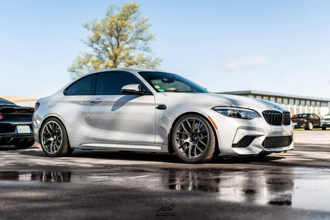 Grey BMW F87 M2 with 19" EC-7 Apex wheels in Anthracite