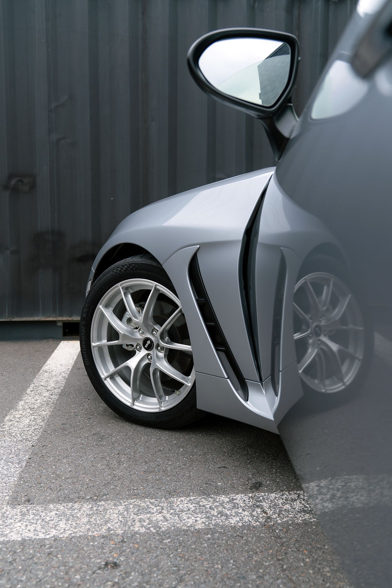 Silver Toyota GR86 with 17" VS-5RS Apex wheels in Brushed Clear