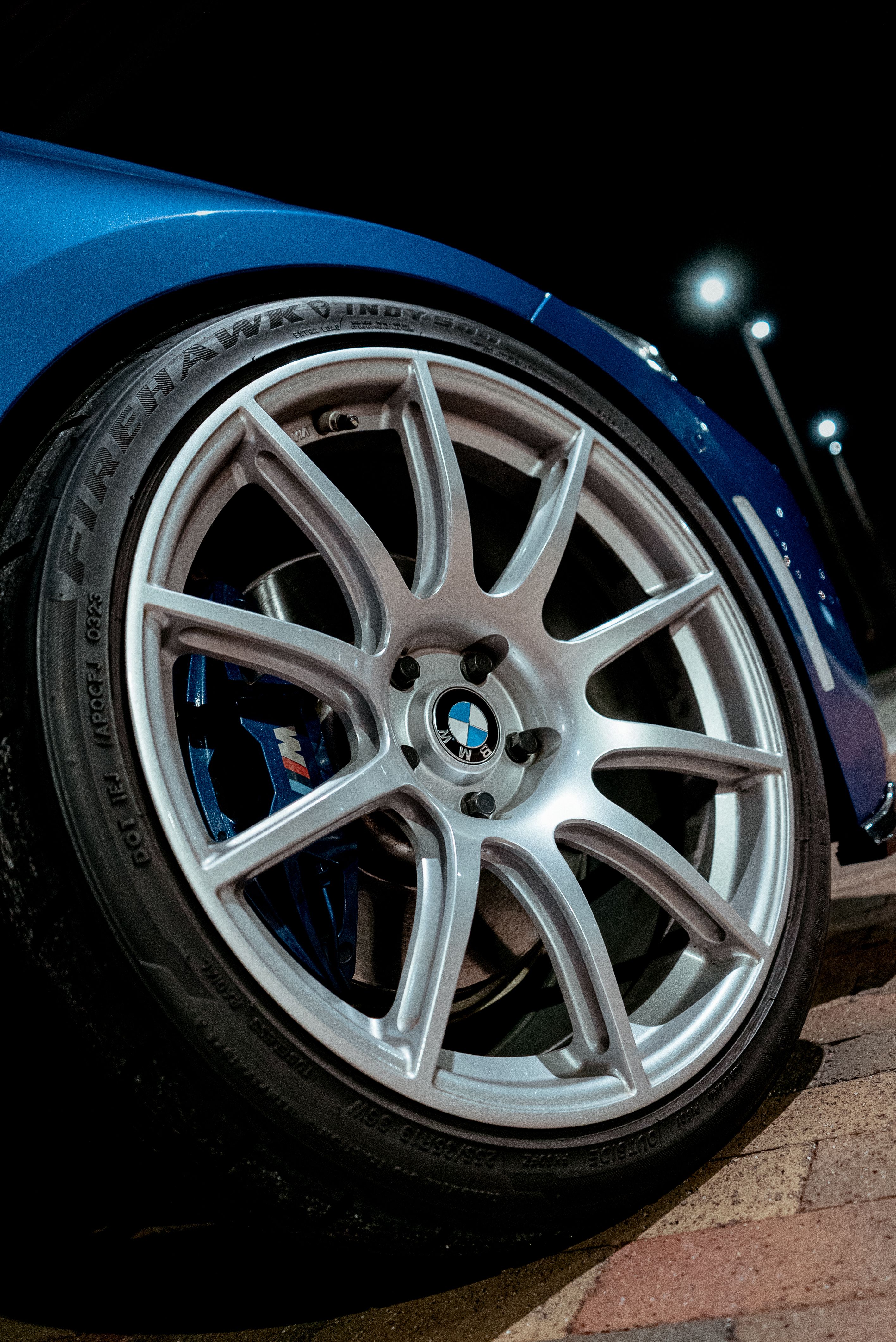 Blue BMW G20 Sedan 3 Series with 19" SM-10 Apex wheels in Race Silver