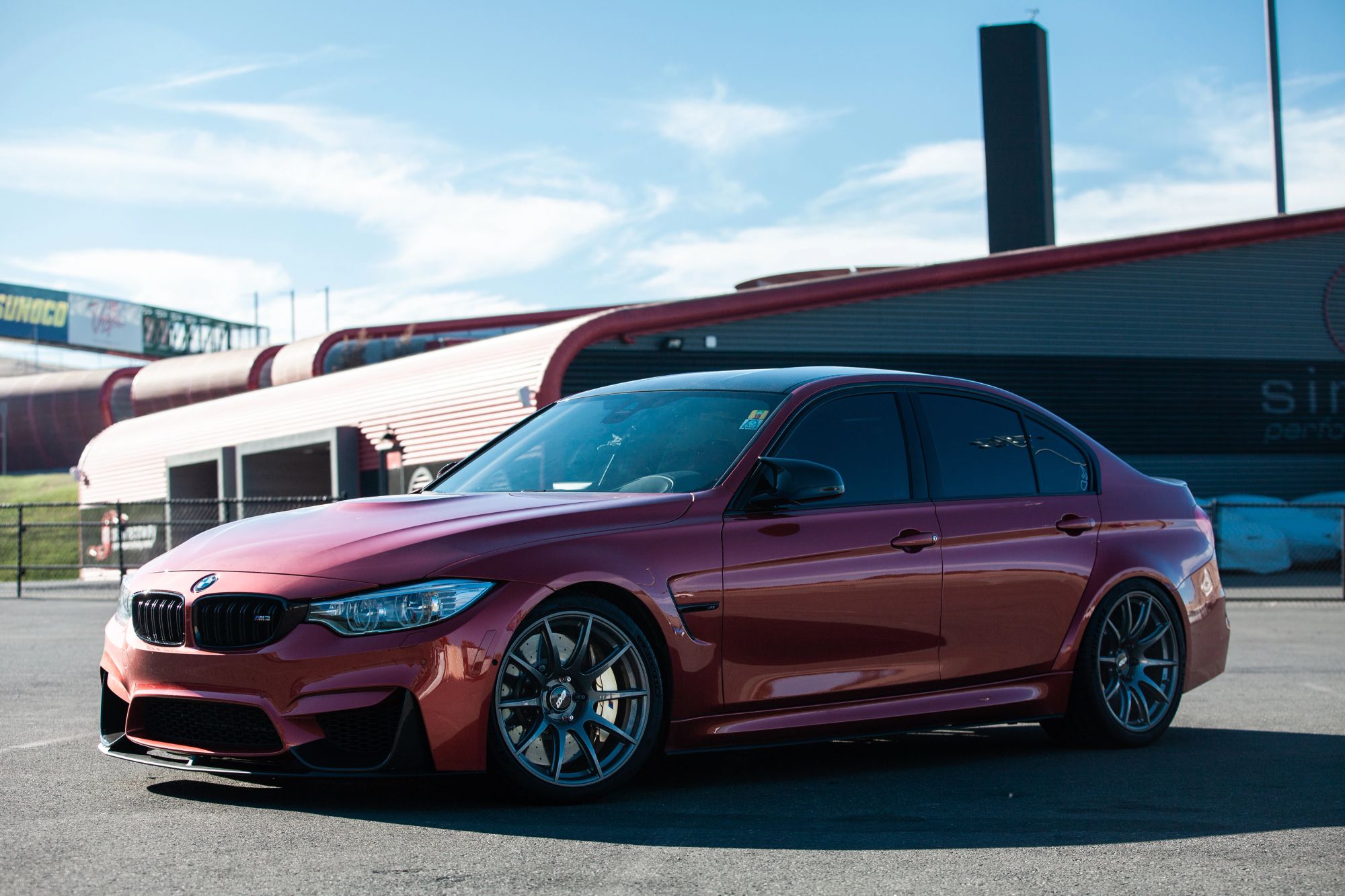 Orange BMW F80 M3 with 19" SM-10 Apex wheels in Anthracite