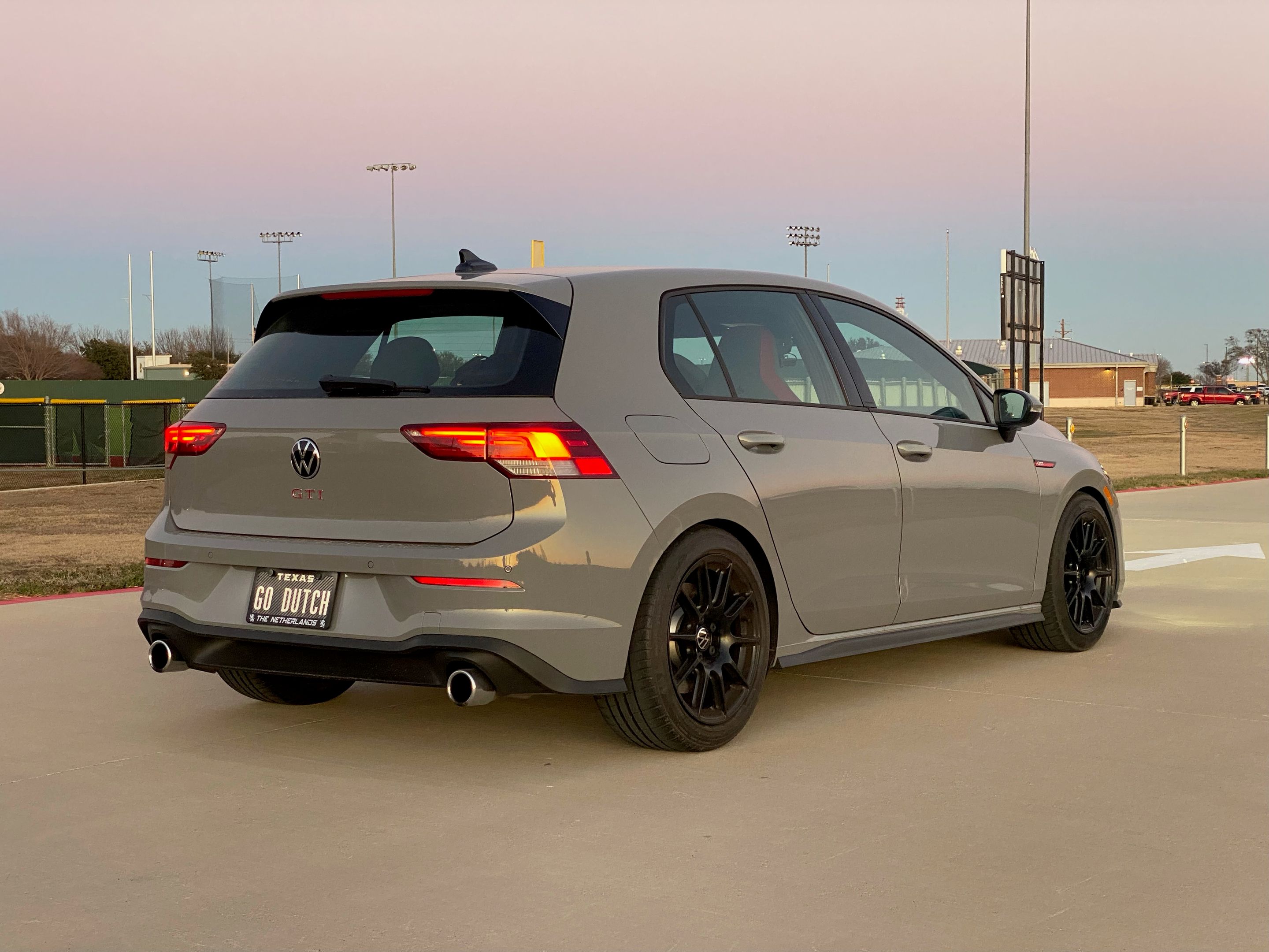 Grey VW MK8 Golf with 17" SM-10 Apex wheels in Satin Black