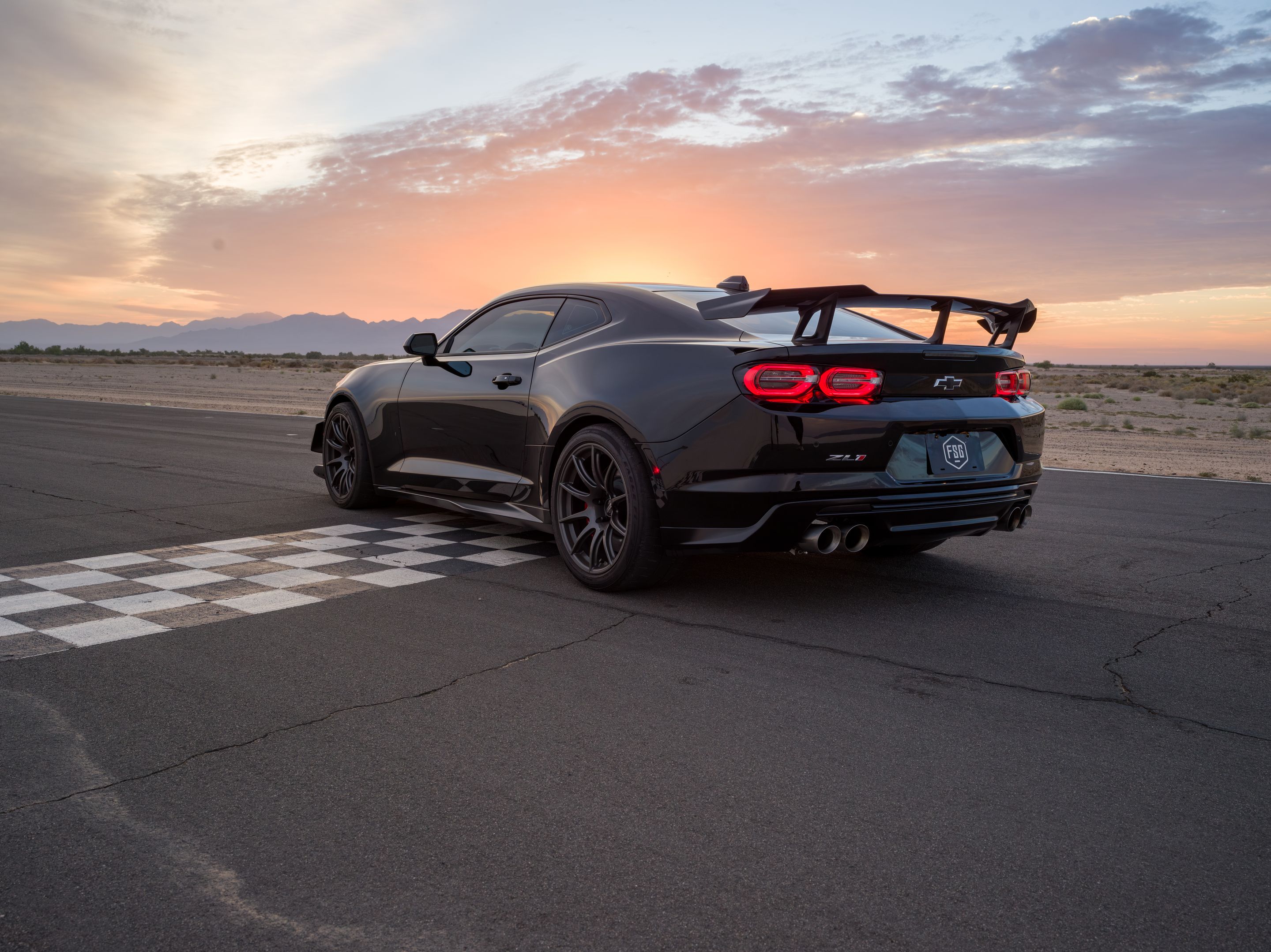 Black Chevrolet 6th Gen Camaro ZL1 1LE with 19" SM-10 Apex wheels in Anthracite