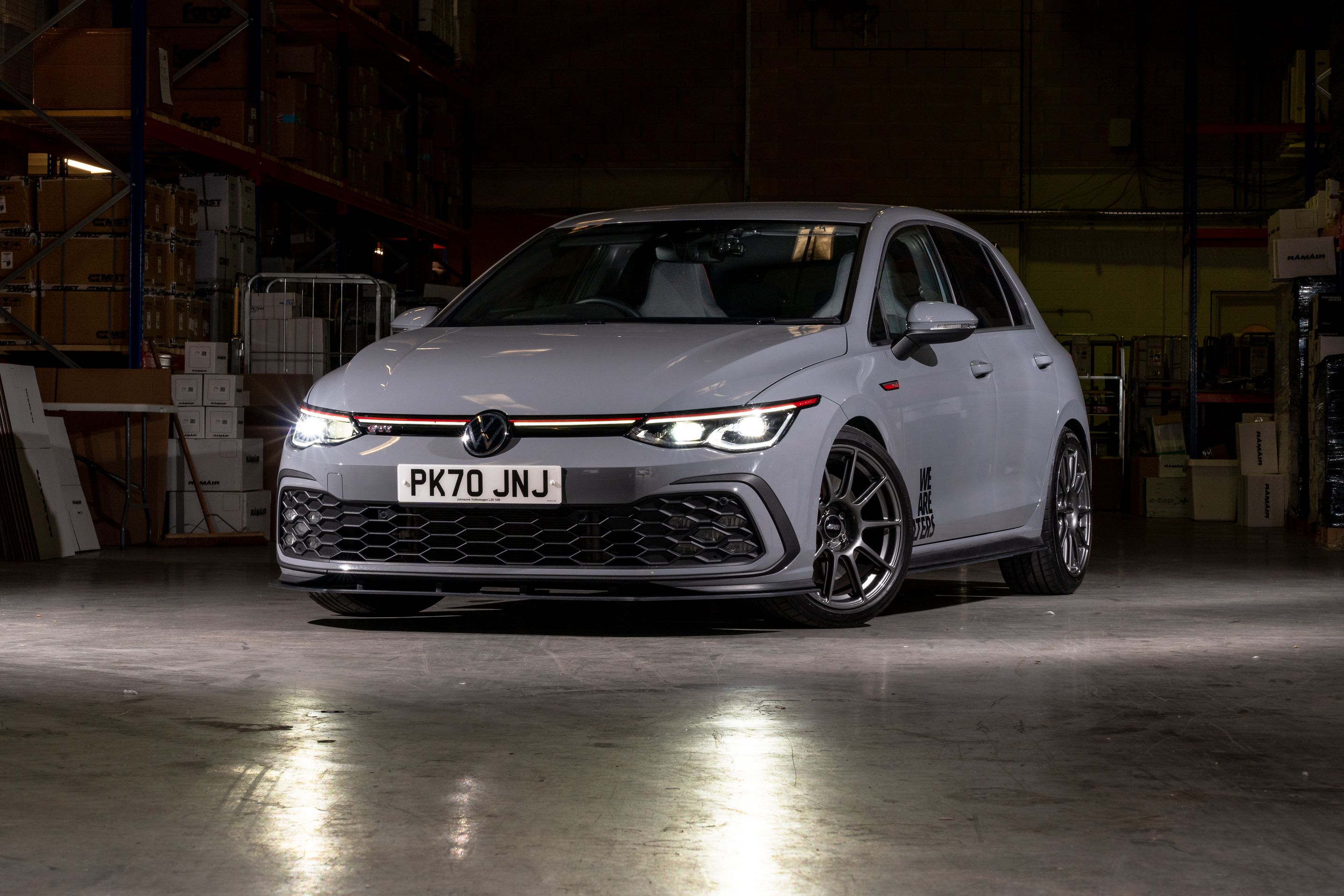 Grey VW MK8 GTI with 18" SM-10 Apex wheels in Anthracite