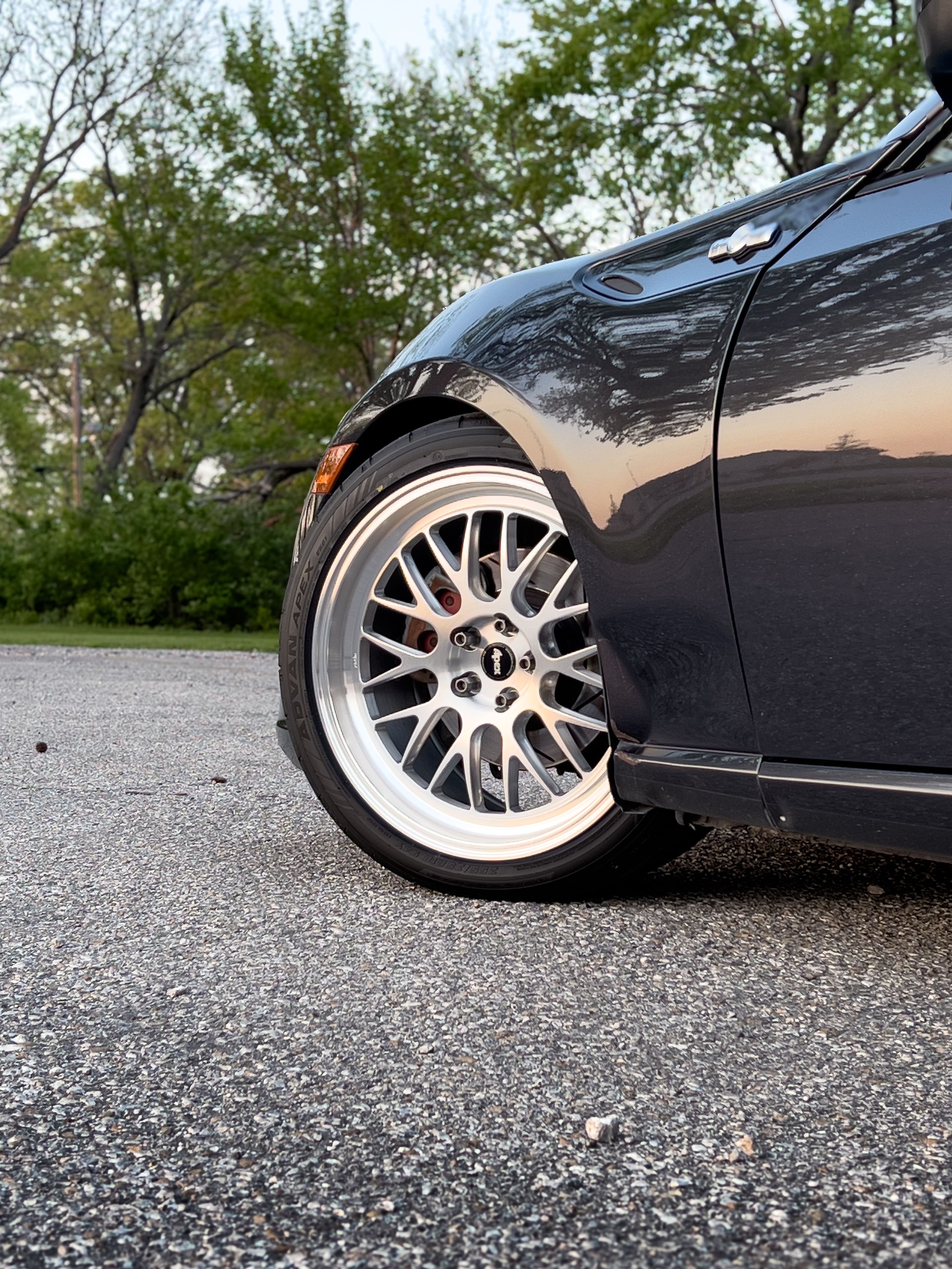 Grey Scion FR-S with 18" ML-10RT Apex wheels in Machined Lip Brushed Clear