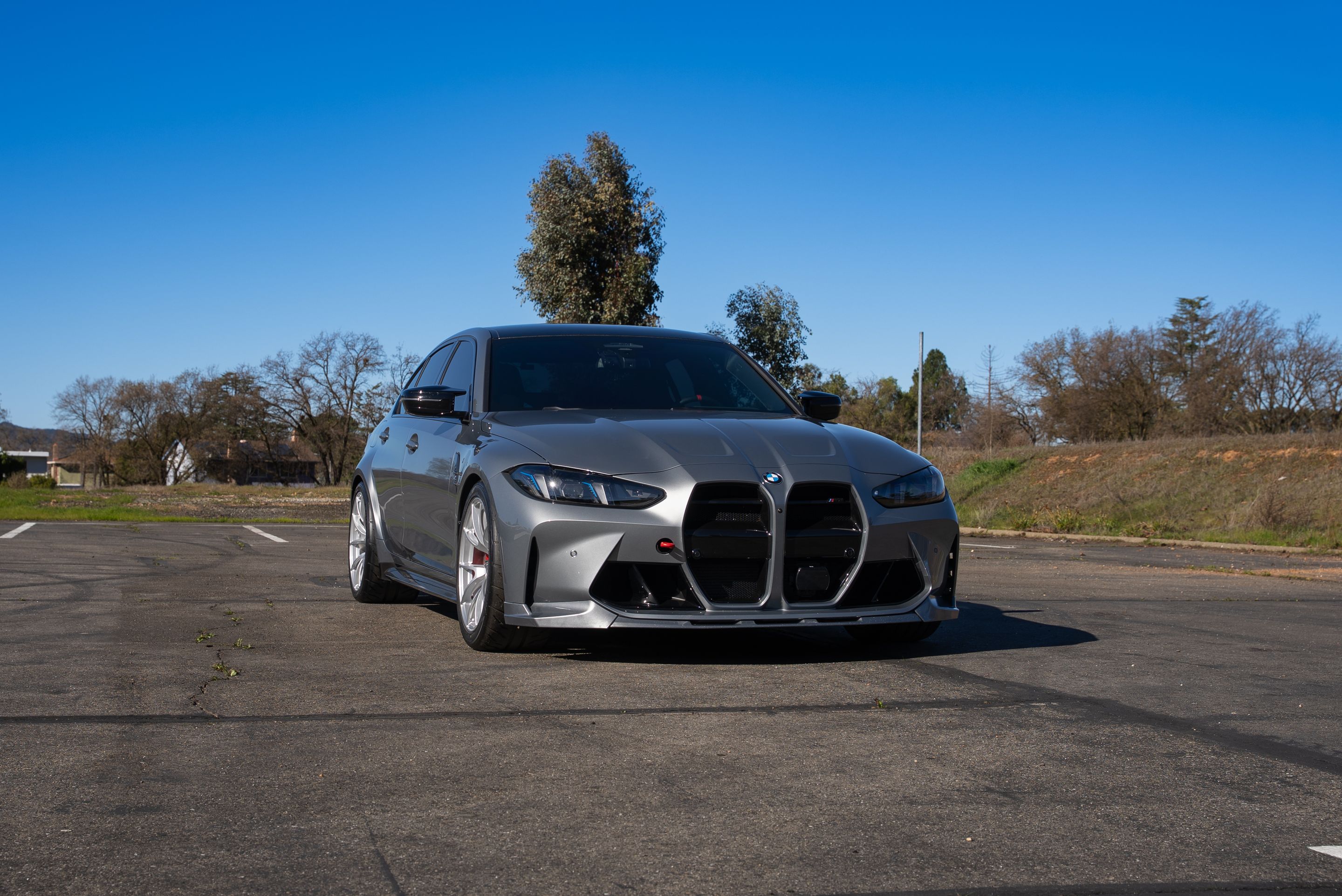 Grey BMW G80 M3 with 19" VS-5 Apex wheels in Race Silver