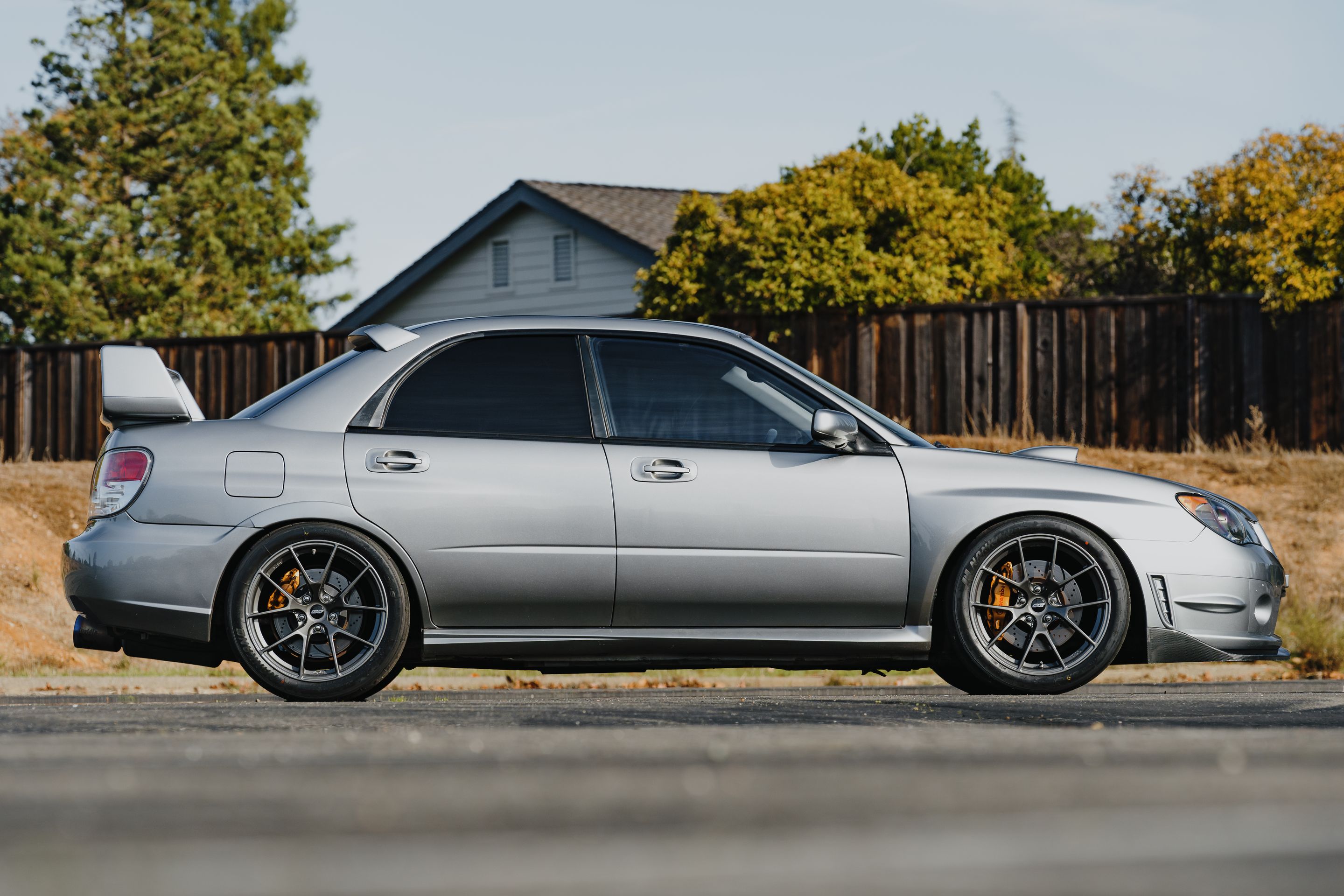 Silver Subaru GD WRX STI with 18" VS-5RS Apex wheels in Anthracite