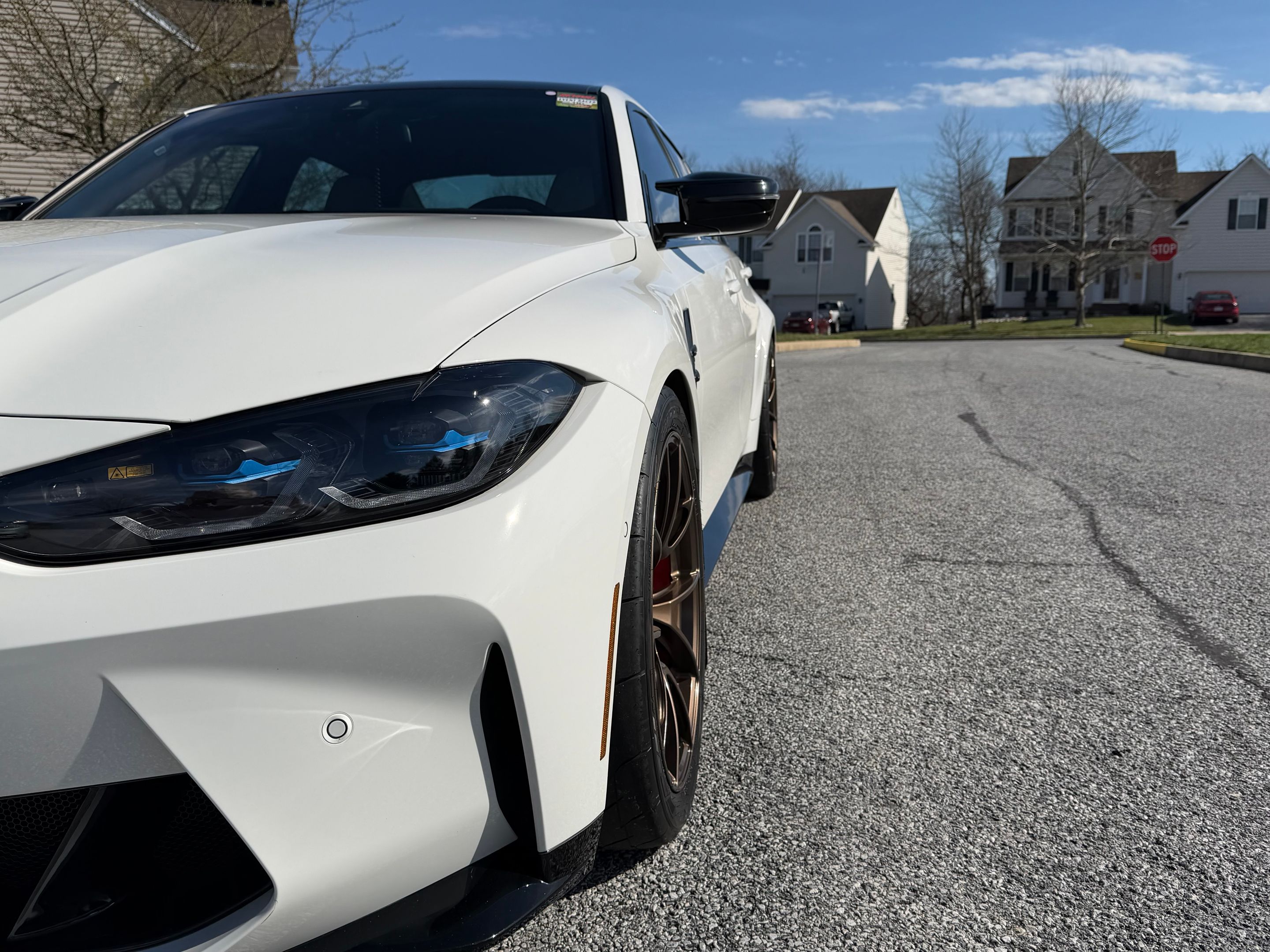 White BMW G80 M3 with 19" VS-5RS Apex wheels in Satin Bronze