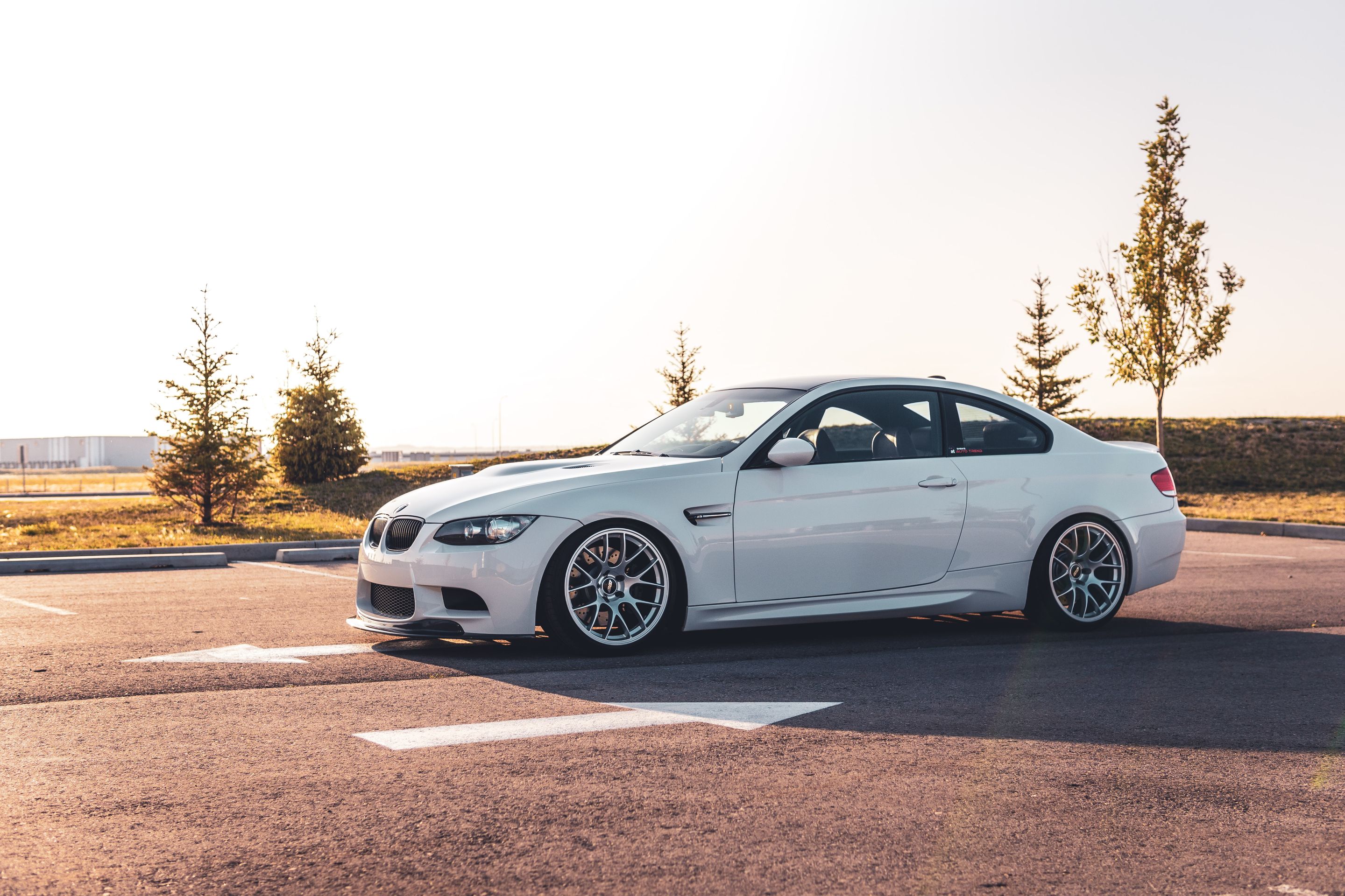White BMW E92 Coupe M3 with 19" EC-7 Apex wheels in Race Silver