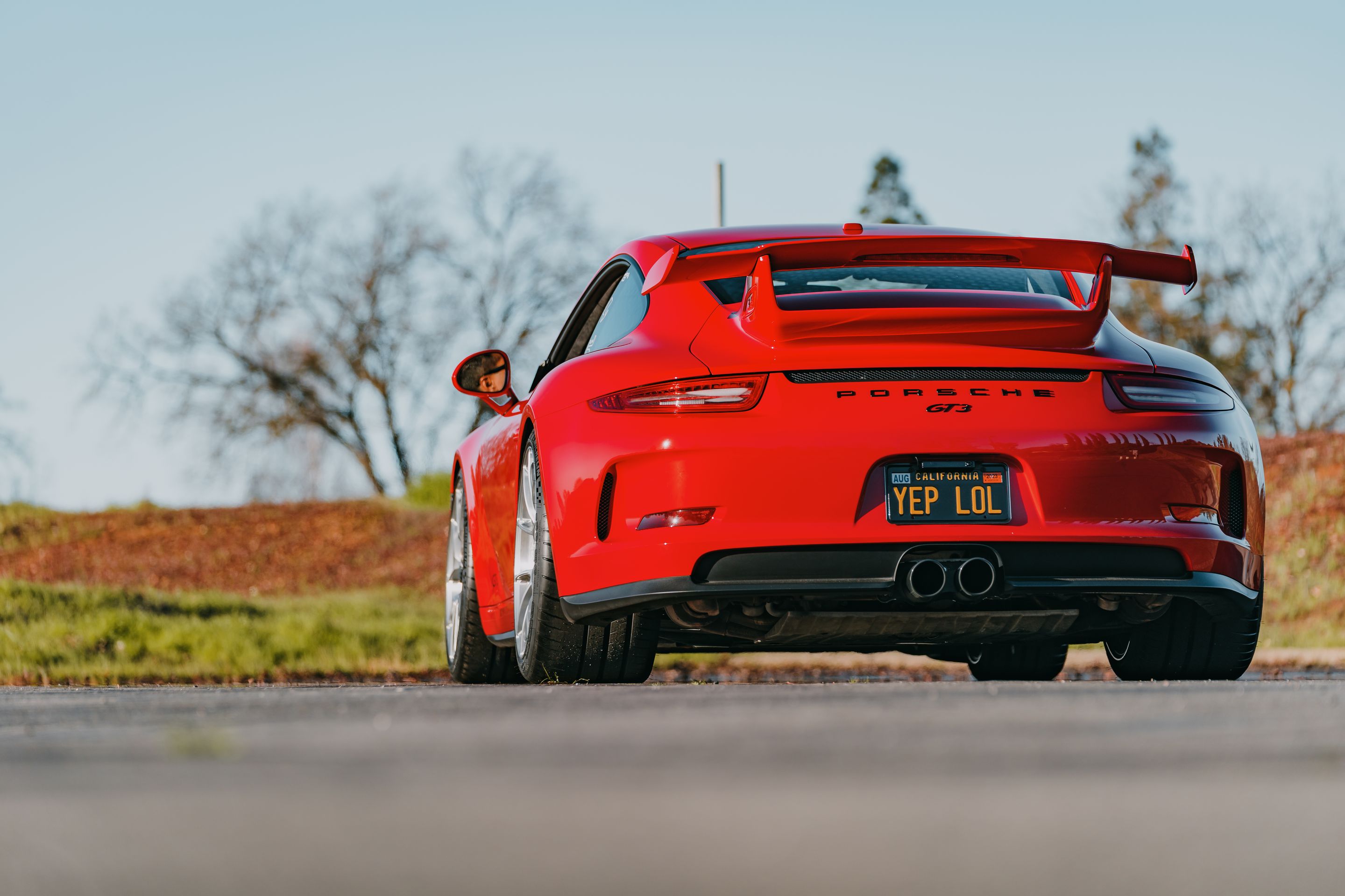 Red Porsche 911 991.1 GT3 with 20" VS-5RS Apex wheels in Brushed Clear