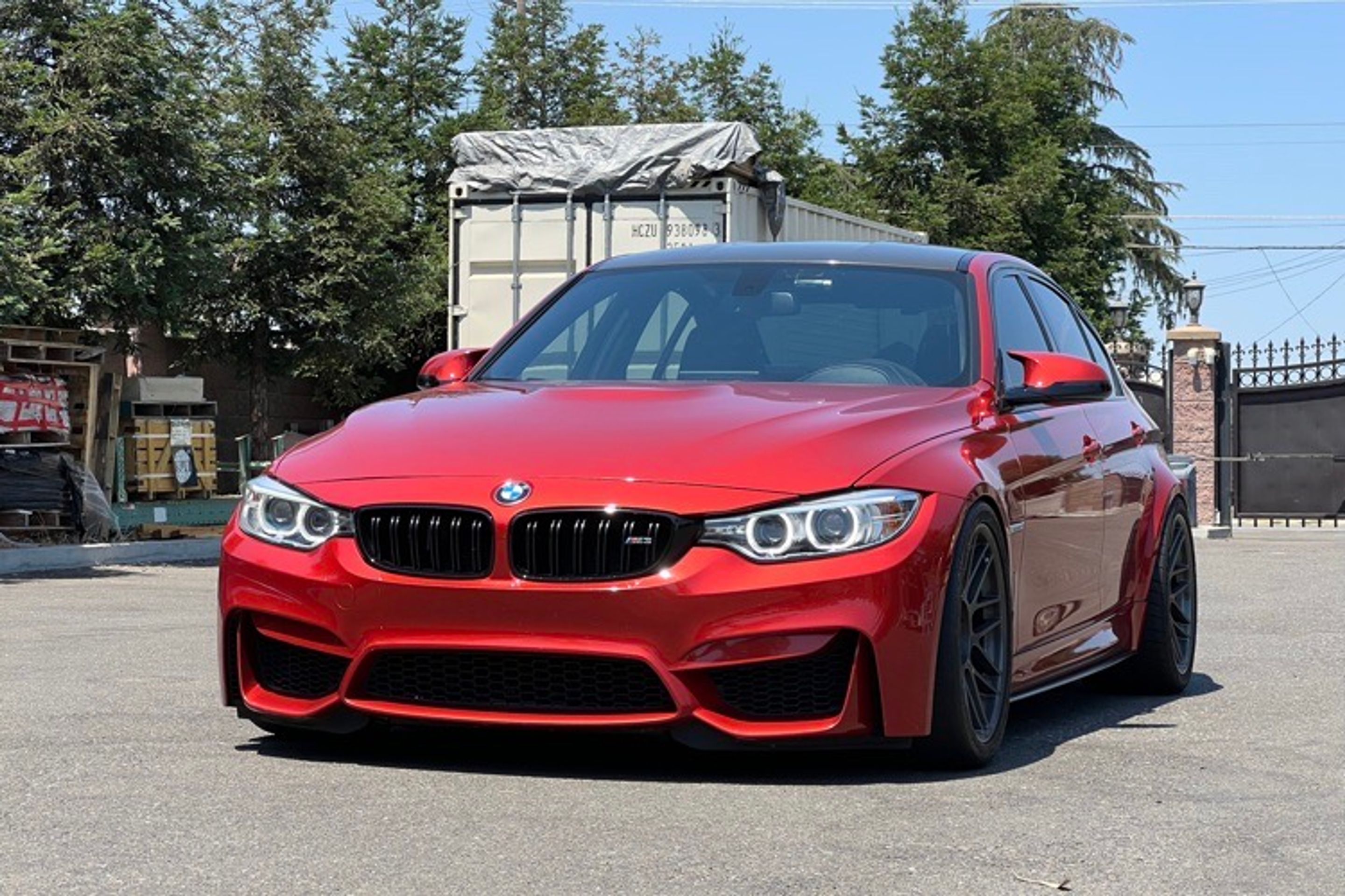 Orange BMW F80 M3 with 19" ARC-8 Apex wheels in Anthracite