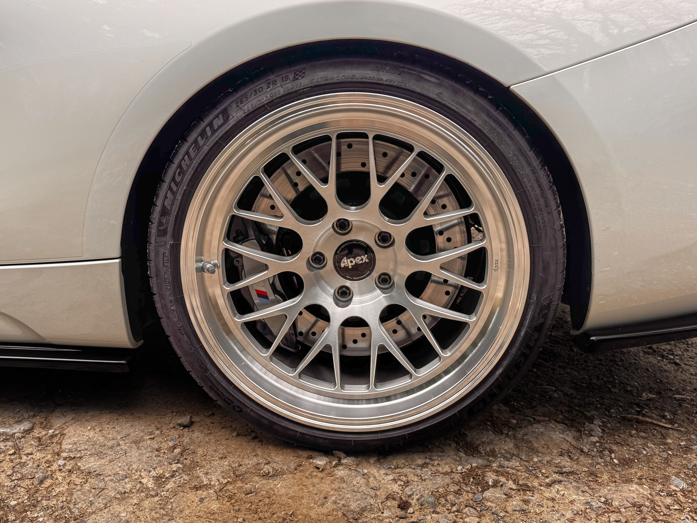 White BMW F87 M2 with 19" ML-10RT Apex wheels in Machined Lip Brushed Clear