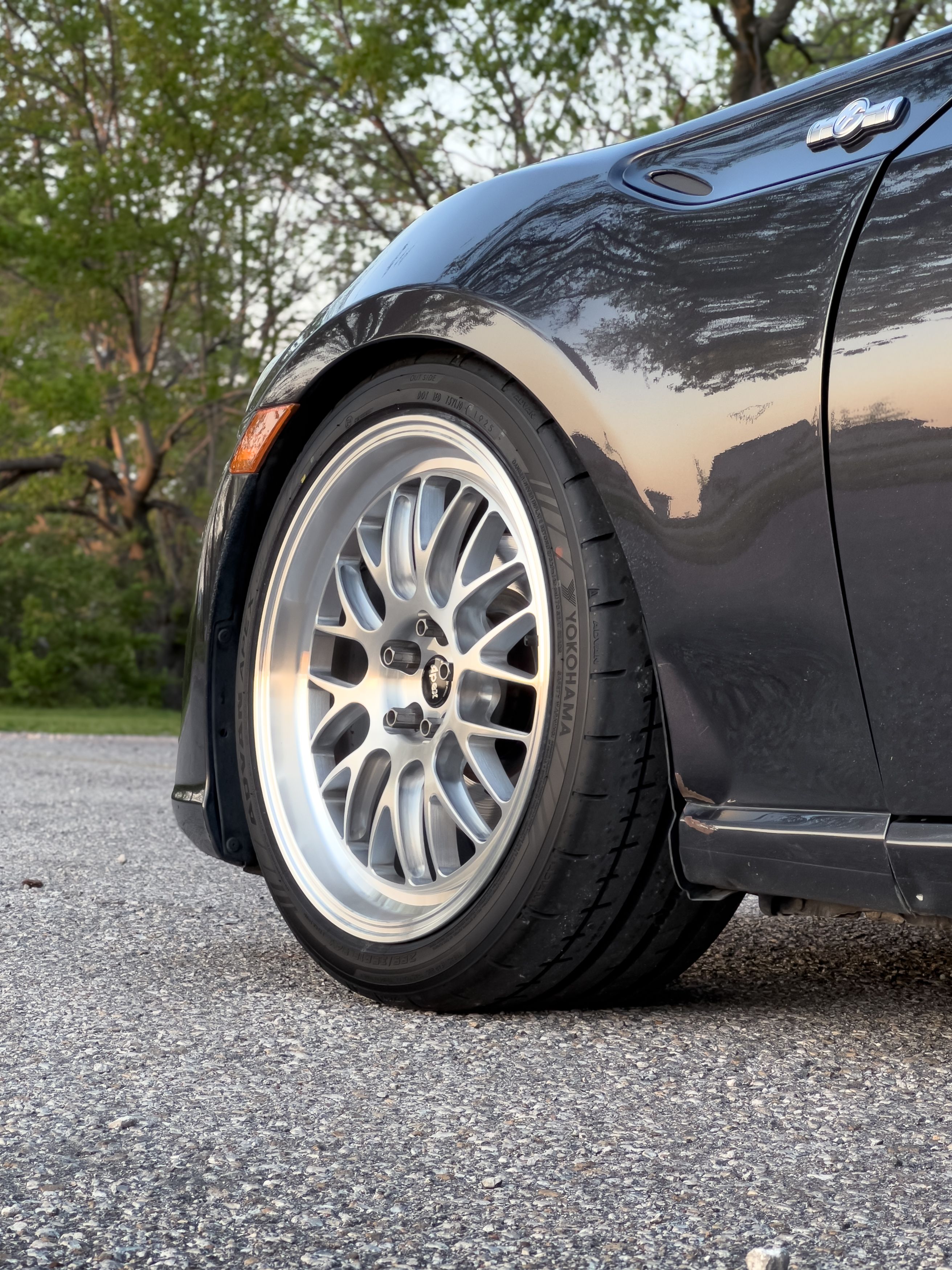Grey Scion FR-S with 18" ML-10RT Apex wheels in Machined Lip Brushed Clear