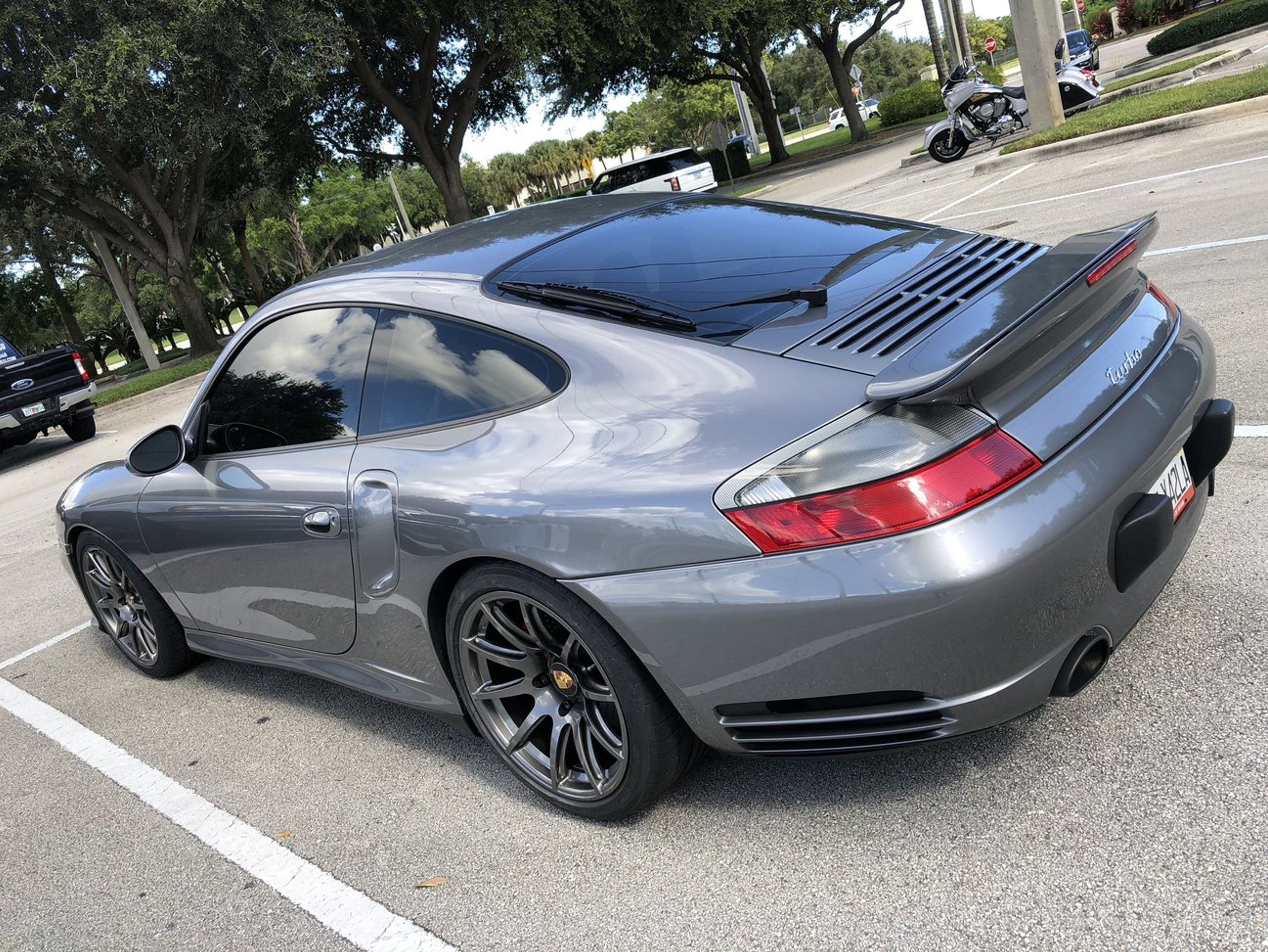 Grey Porsche 911 996 Turbo with 18" SM-10 Apex wheels in Anthracite