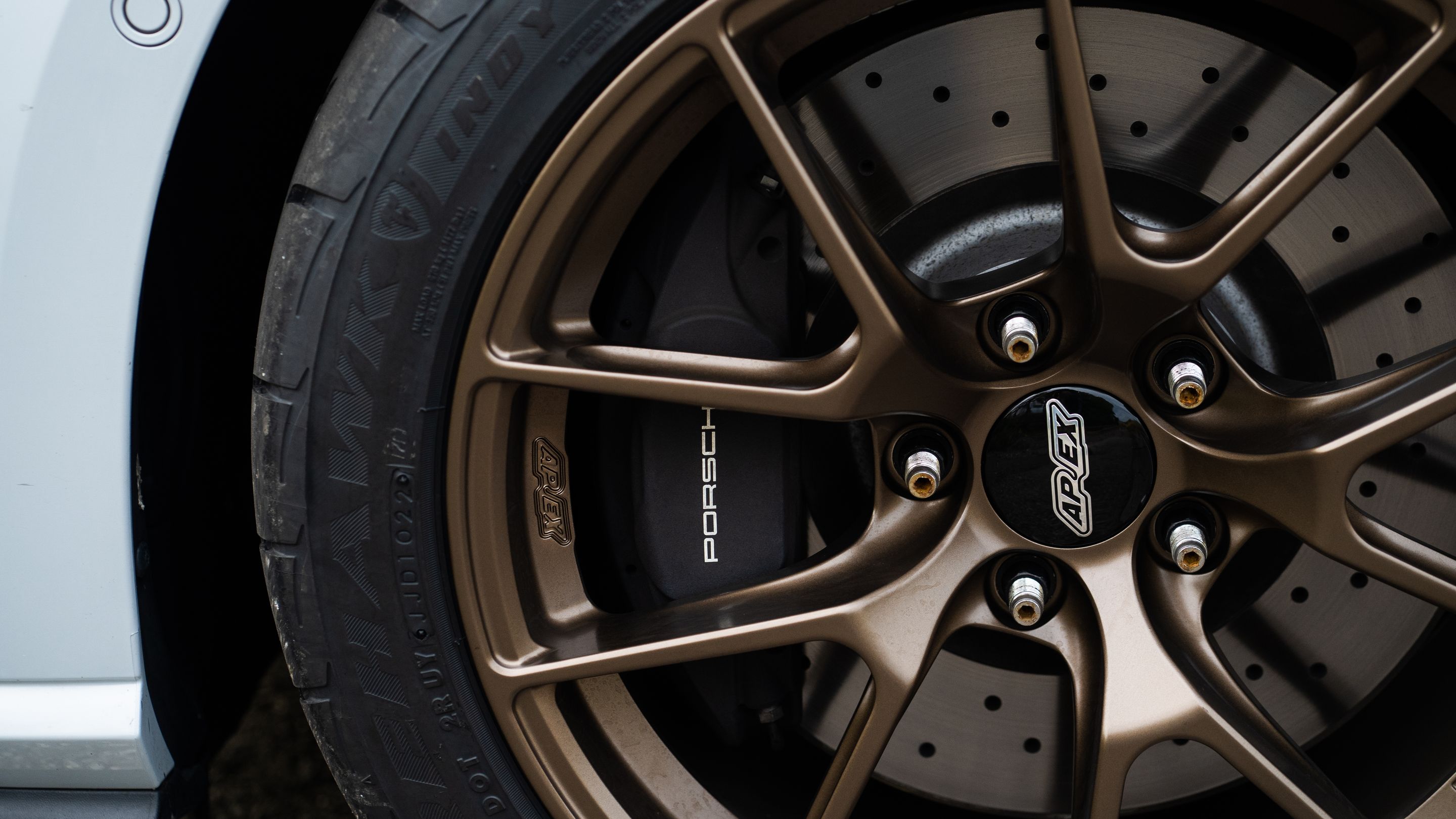 Grey VW MK7 GTI with 17" VS-5RS Apex wheels in Satin Bronze