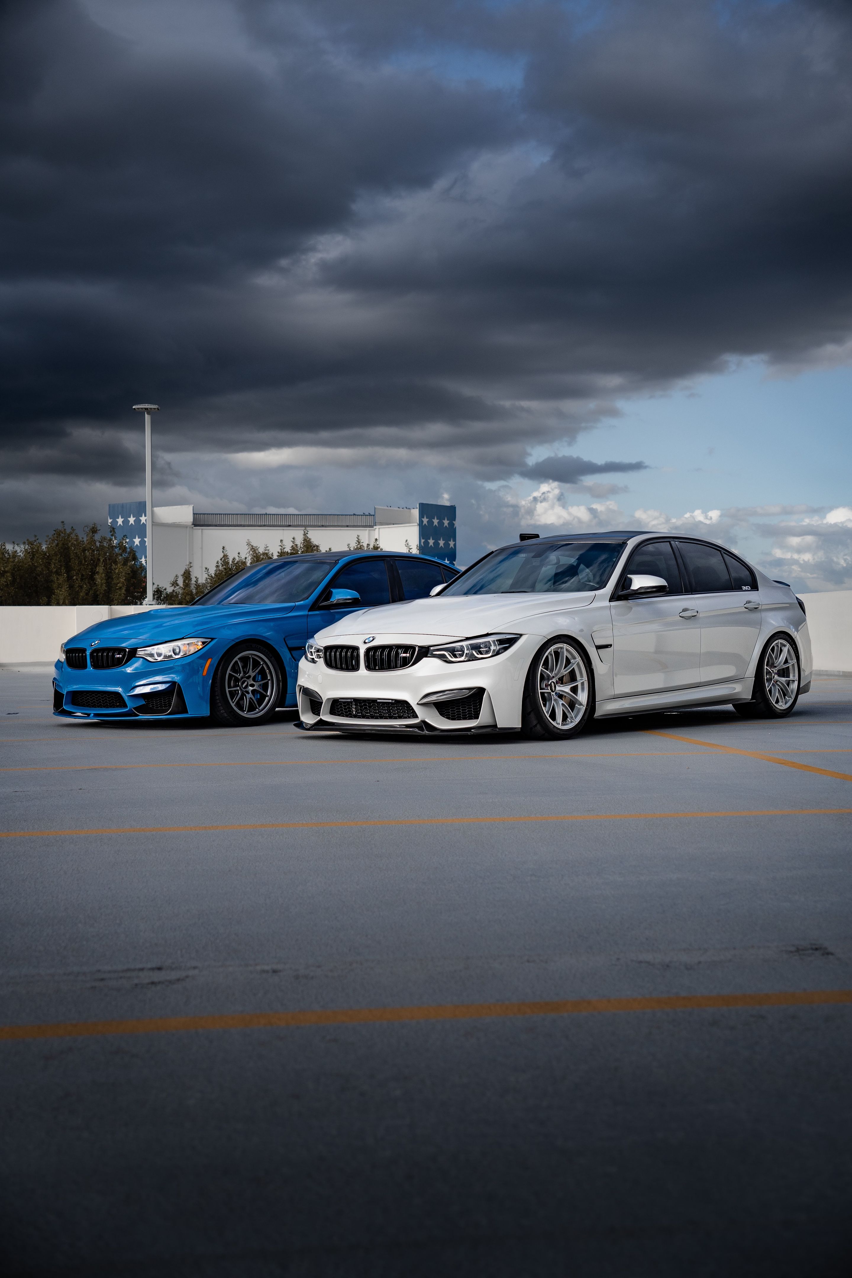 White BMW F80 M3 with 19" VS-5RS Apex wheels in Brushed Clear