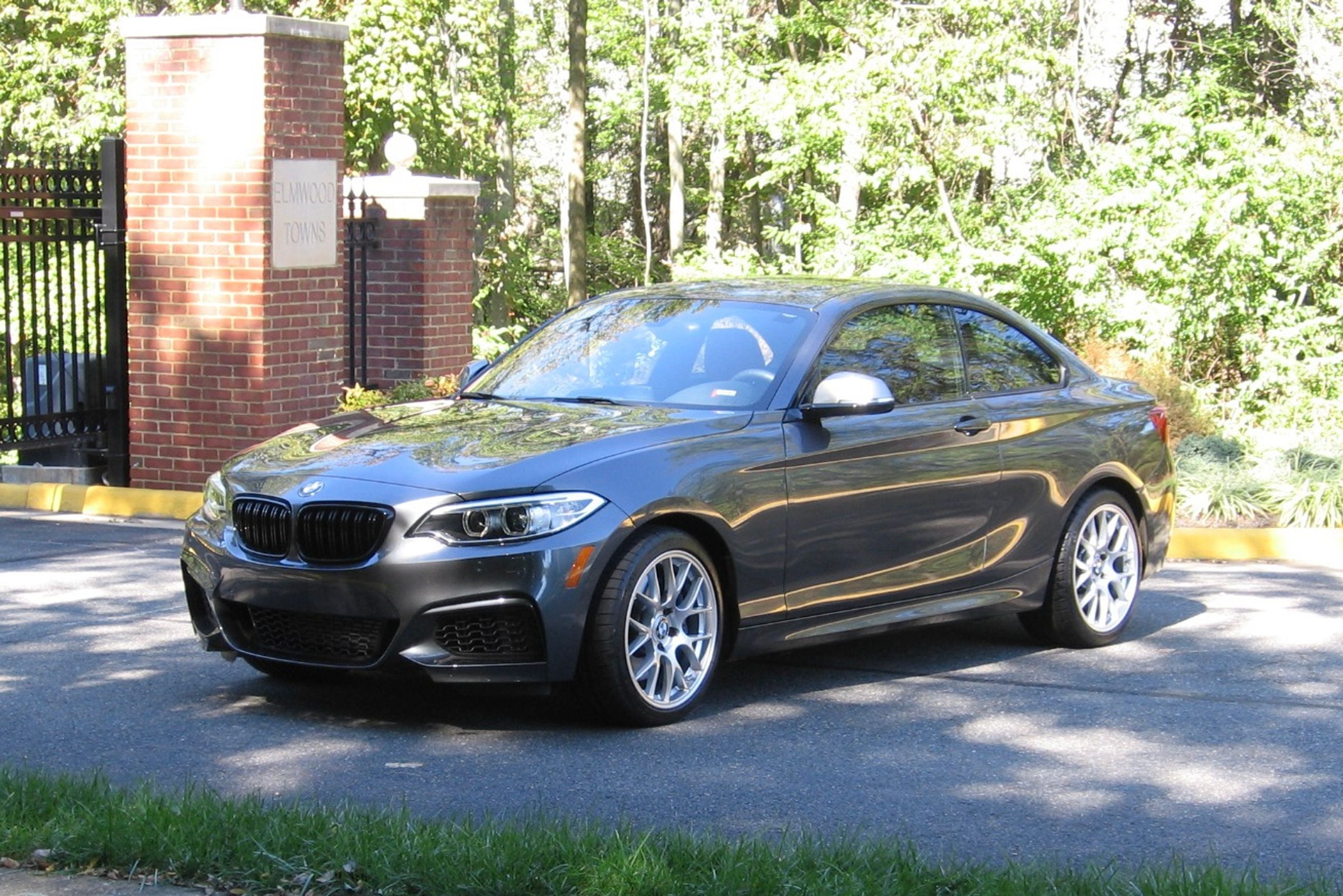 Grey BMW F22 Coupe 2 Series with 18" EC-7 Apex wheels in Race Silver